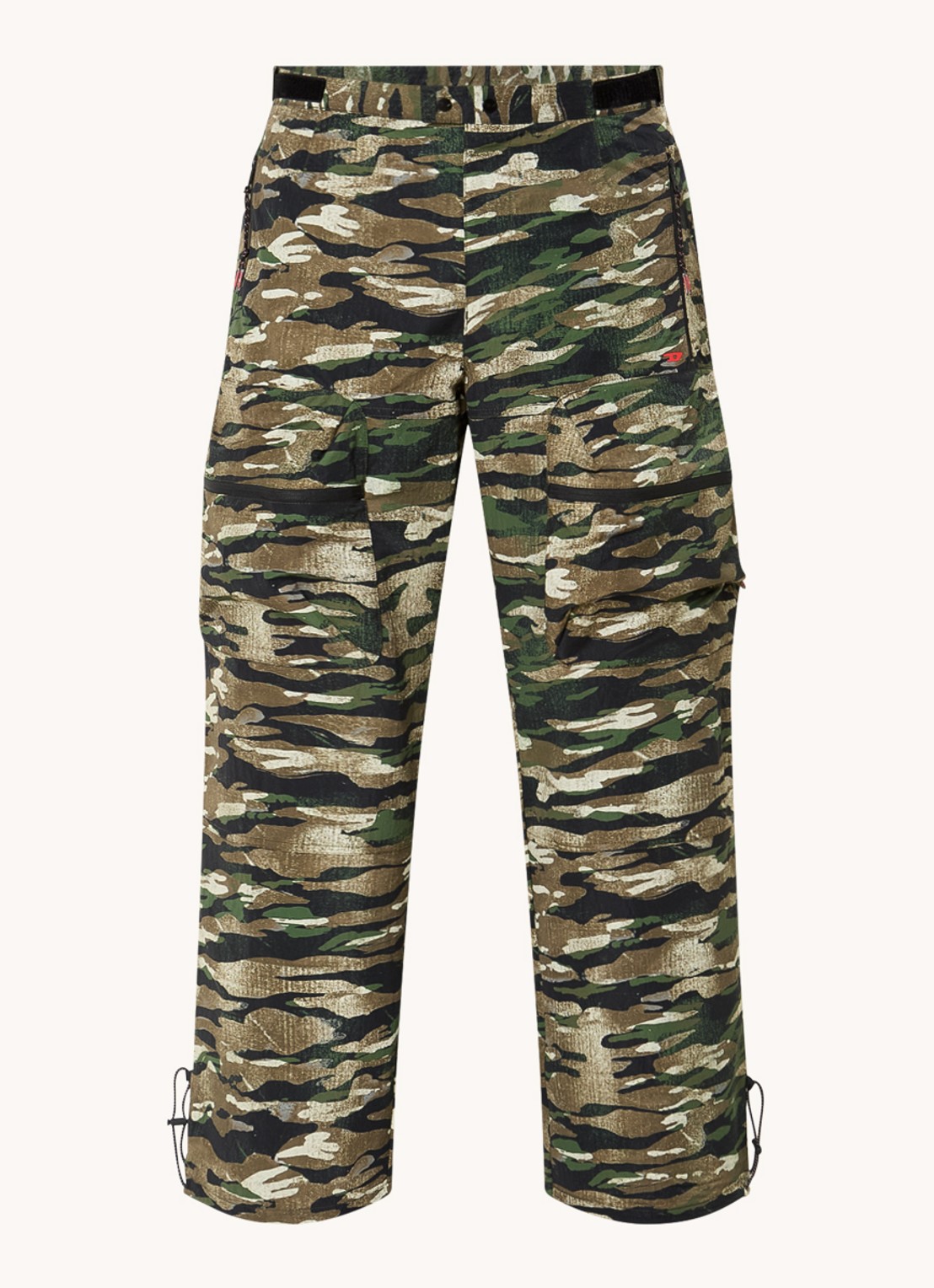 Diesel Amsb-Ambrose-WT23 loose fit cargobroek met camouflageprint - voorkant 5 legergroen