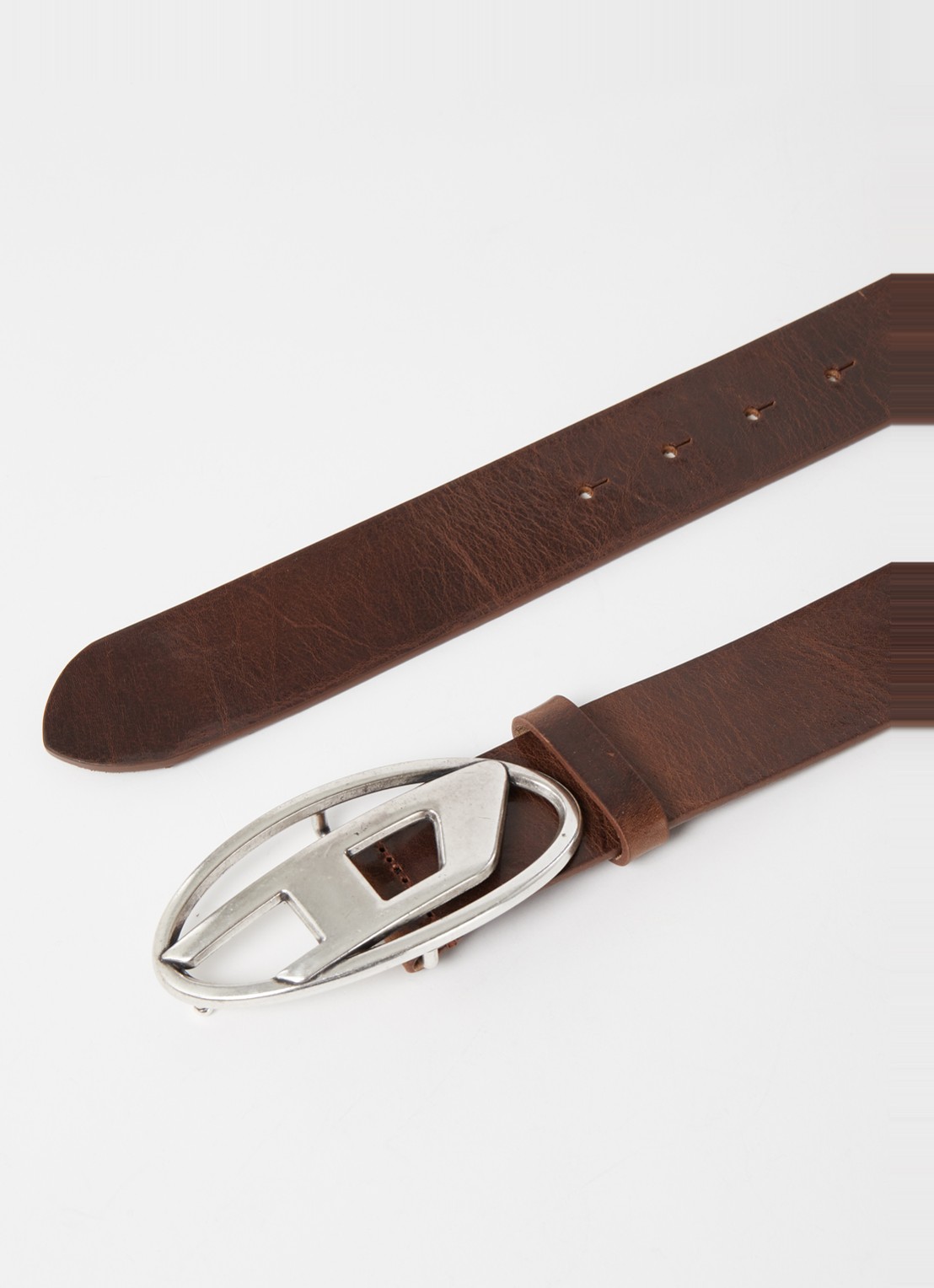 Diesel B-1DR riem van leer met logo - detail 2 donkerbruin