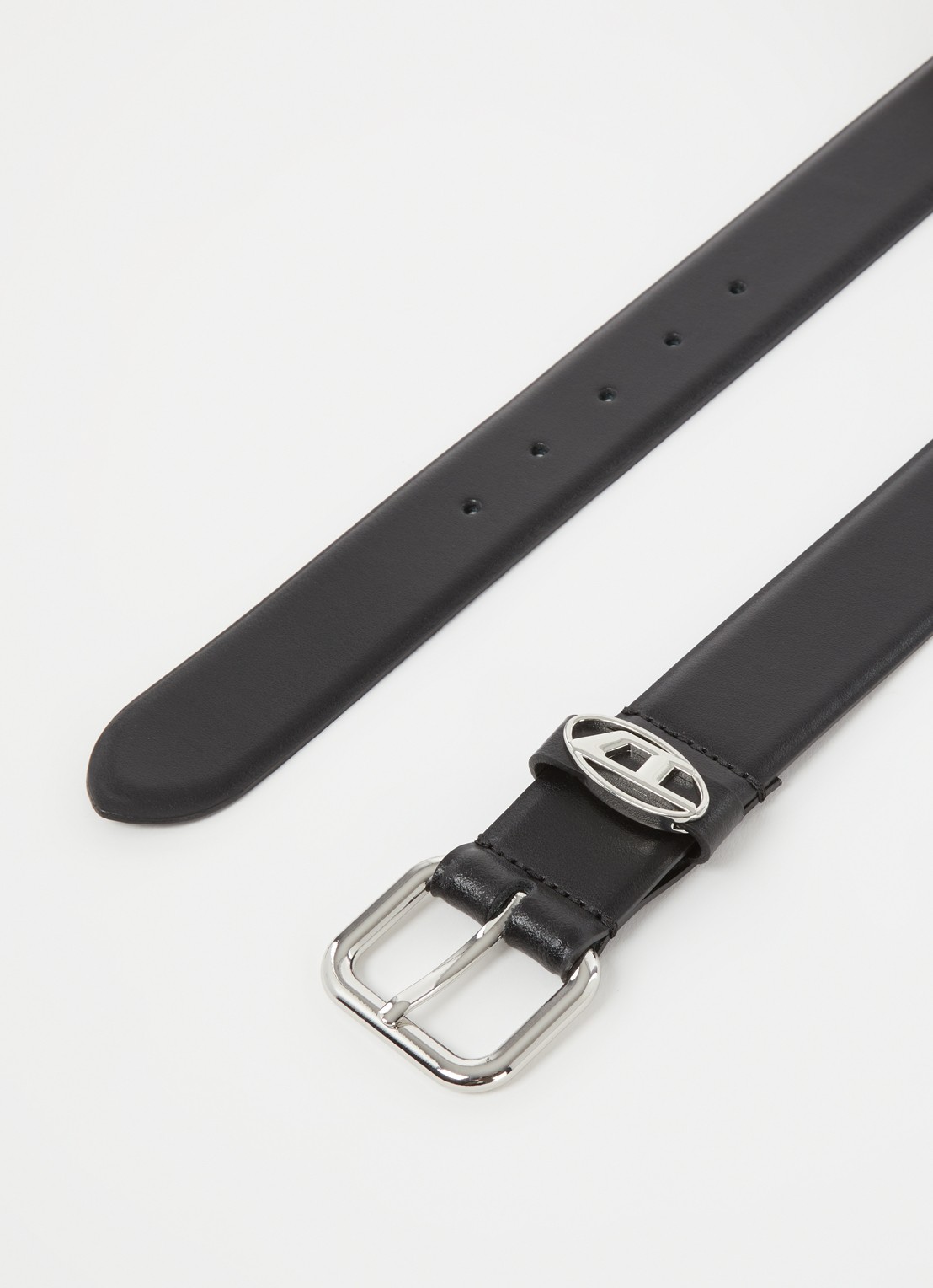 Diesel B-1DR riem van leer met logo - detail 2 zwart