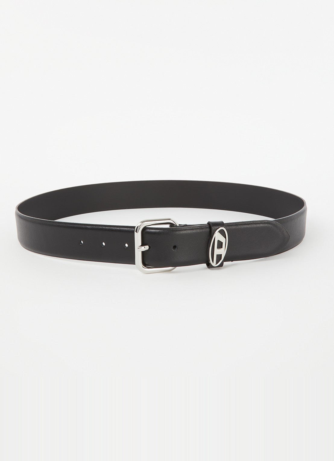 Diesel B-1DR riem van leer met logo - voorkant zwart