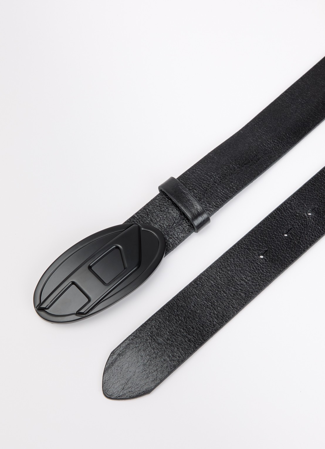 Diesel B-1DR riem van leer met logo - detail 2 zwart