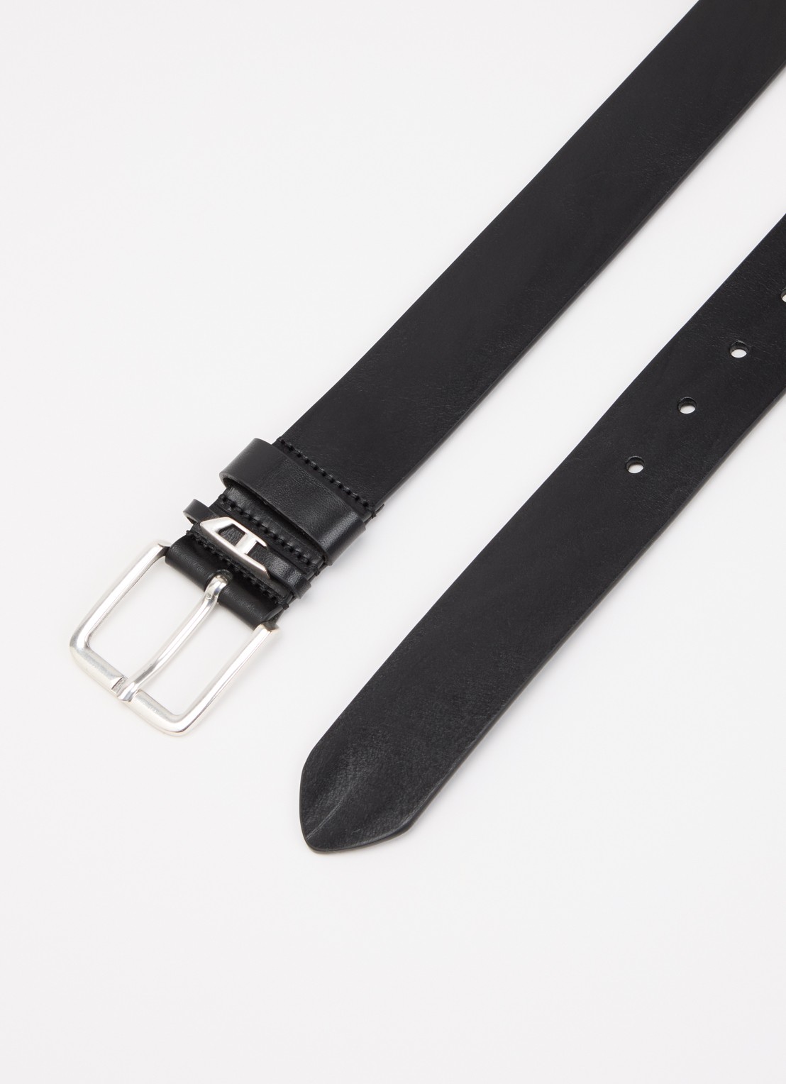 Diesel B-D Loop riem van leer met logo - detail 2 zwart
