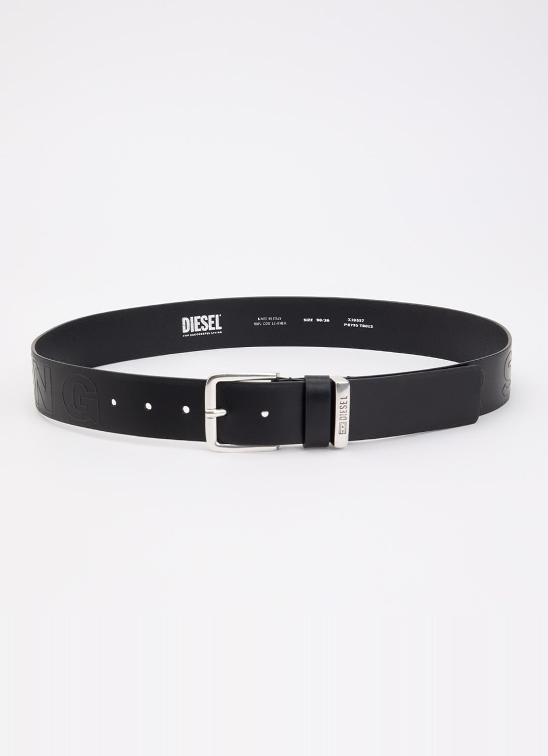 Diesel B-Fsl-Outline riem met logo  - voorkant 2 zwart