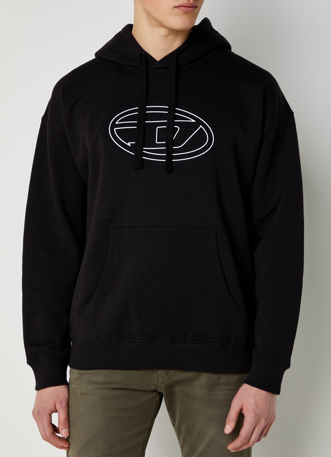 Diesel Bigoval hoodie met 3D logoprint - detail 4 diepzwart