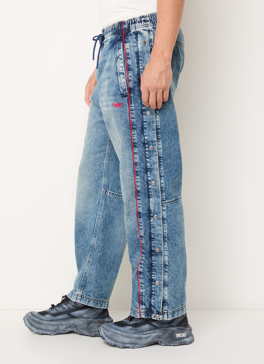 Diesel D-Axfor-S tapered jeans met trekkoord en logoborduring - detail 2 indigo