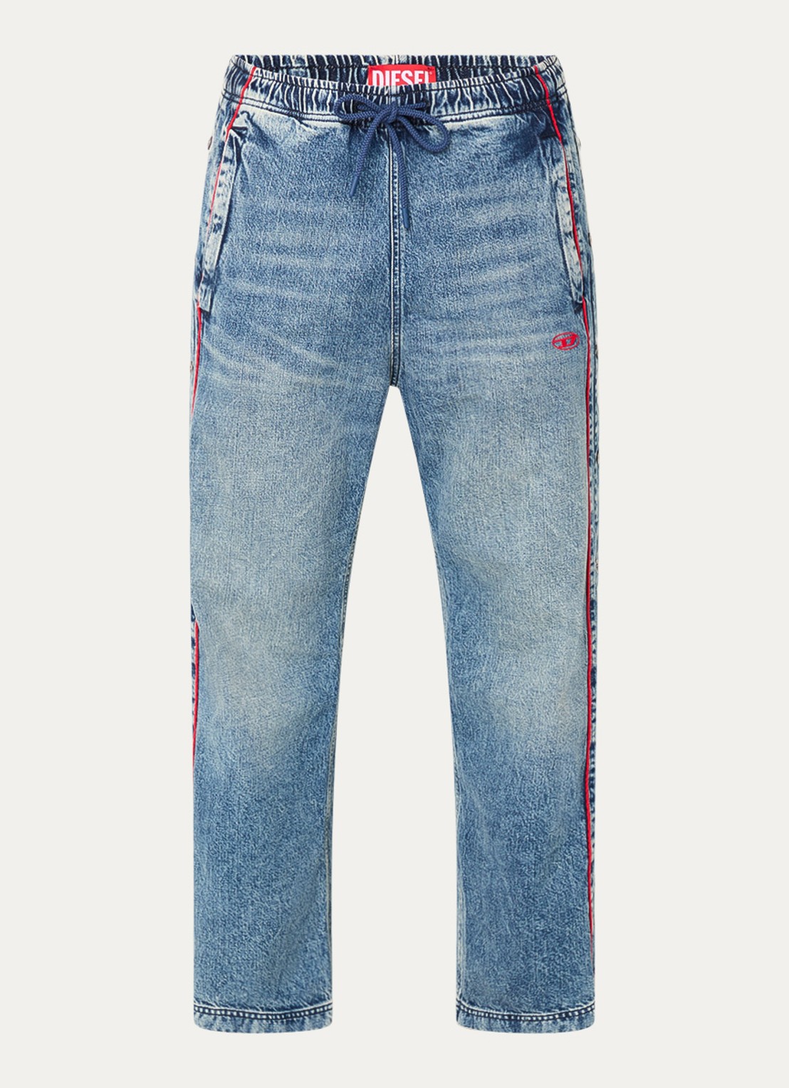 Diesel D-Axfor-S tapered jeans met trekkoord en logoborduring - voorkant 4 indigo