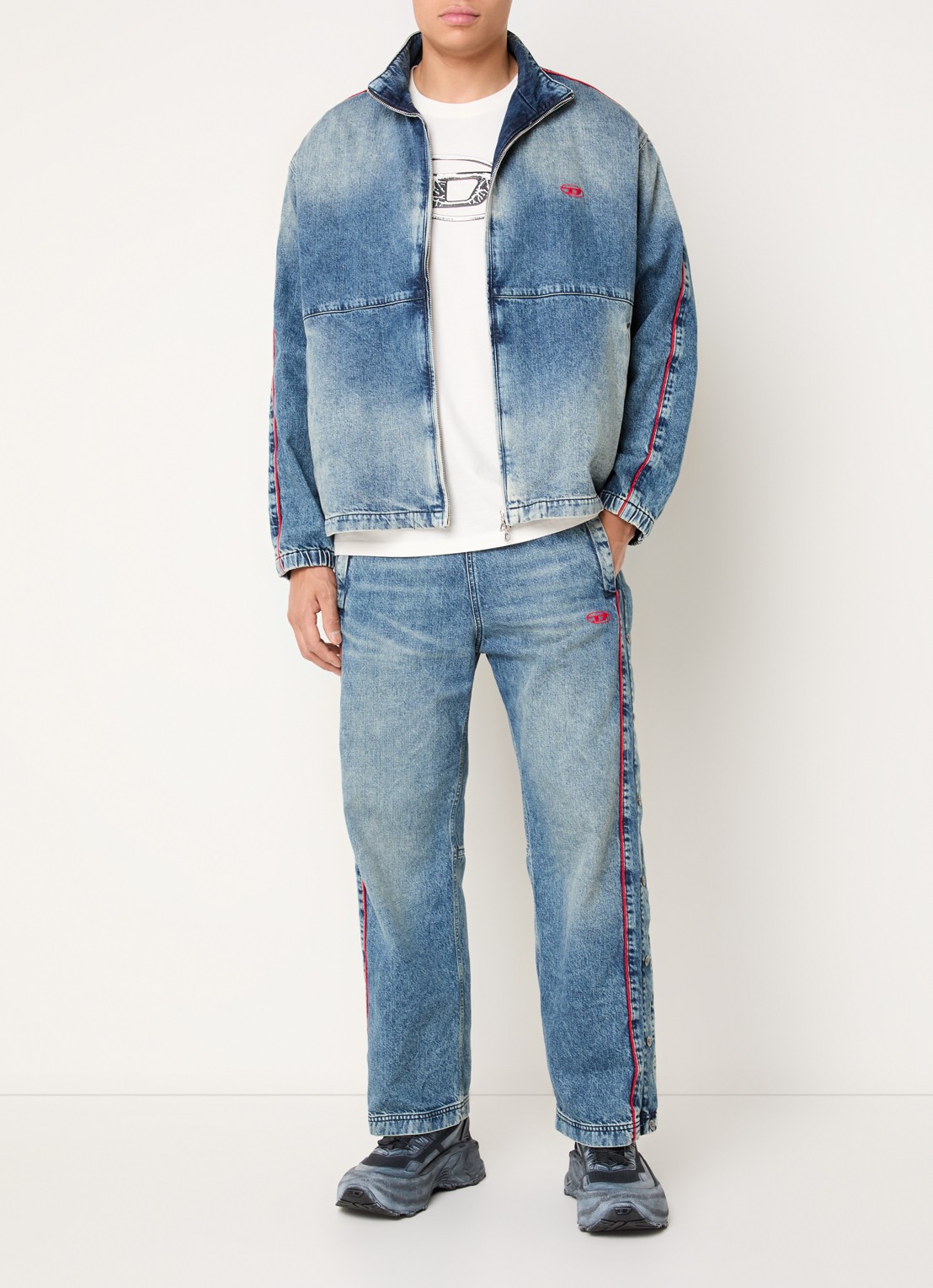 Diesel D-Axfor-S tapered jeans met trekkoord en logoborduring - voorkant 5 indigo