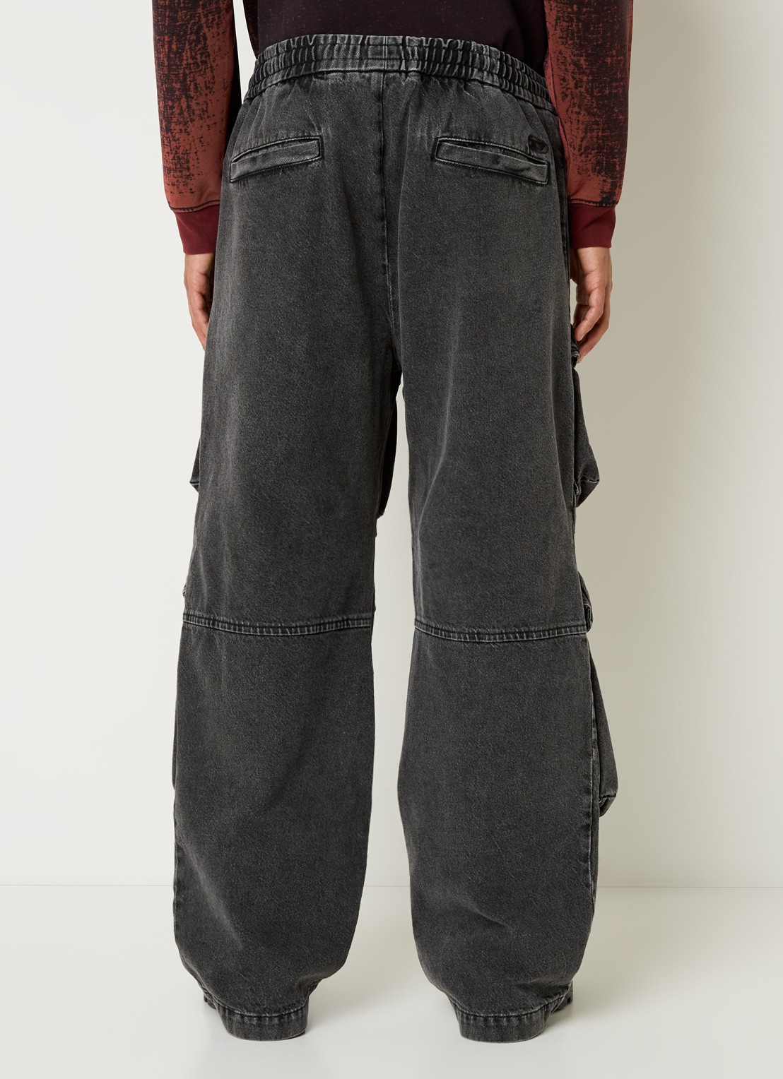Diesel D-Baerton-S loose fit cargobroek van denim - achterkant 5 donkergrijs