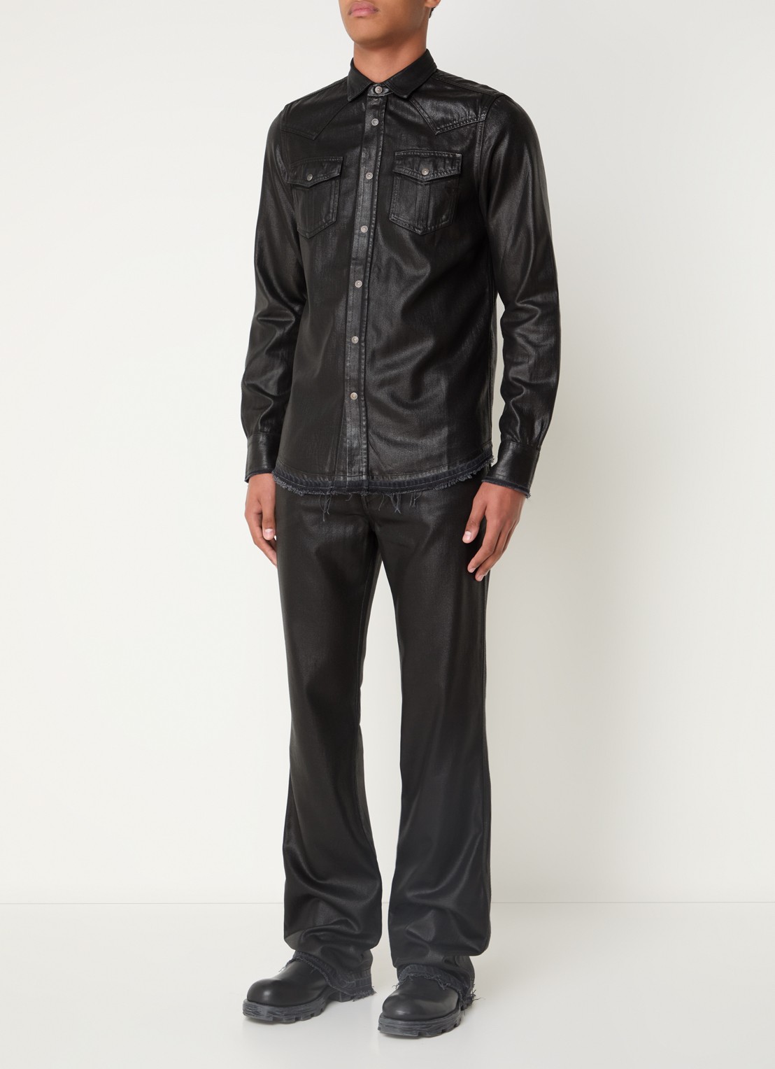 Diesel D-buck straight leg jeans  met glanzende finish - voorkant 6 zwart