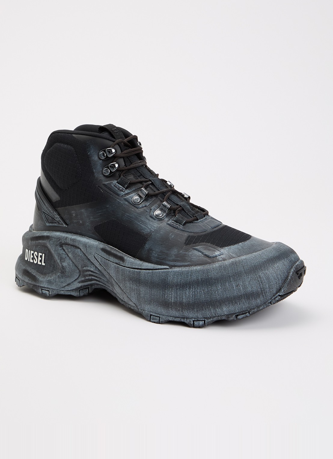 Diesel D-Cage Hiking sneaker met logo - voorkant grijs