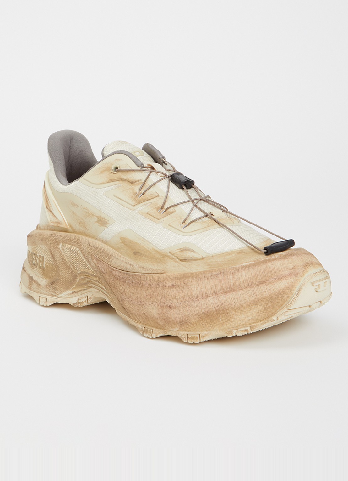 Diesel D-Cage Runner sneaker met mesh details - voorkant beige