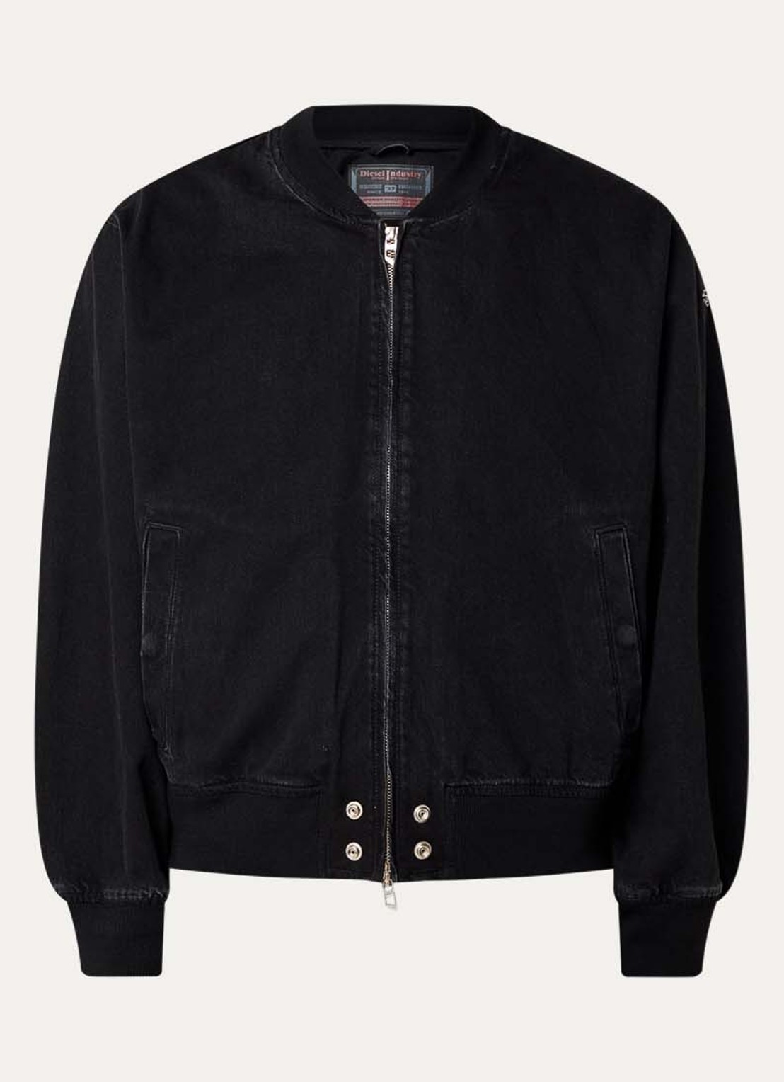 Diesel D-Guz bomberjack van denim met steekzakken - voorkant 2 zwart