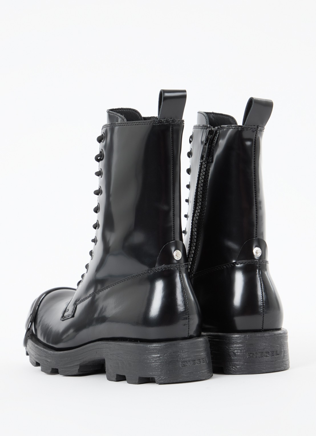 Diesel D-Hammer BT D biker boot van leer - achterkant 2 zwart