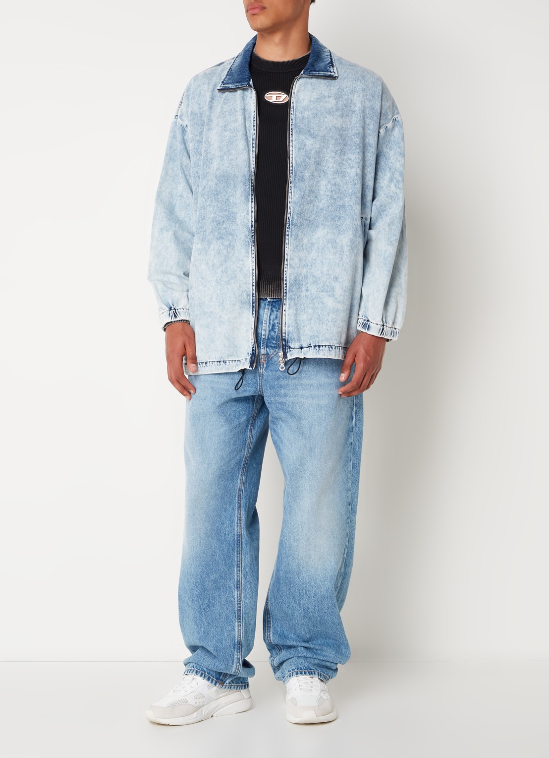Diesel D-Krap-S1 spijkerjas met backprint - voorkant 2 lichtblauw