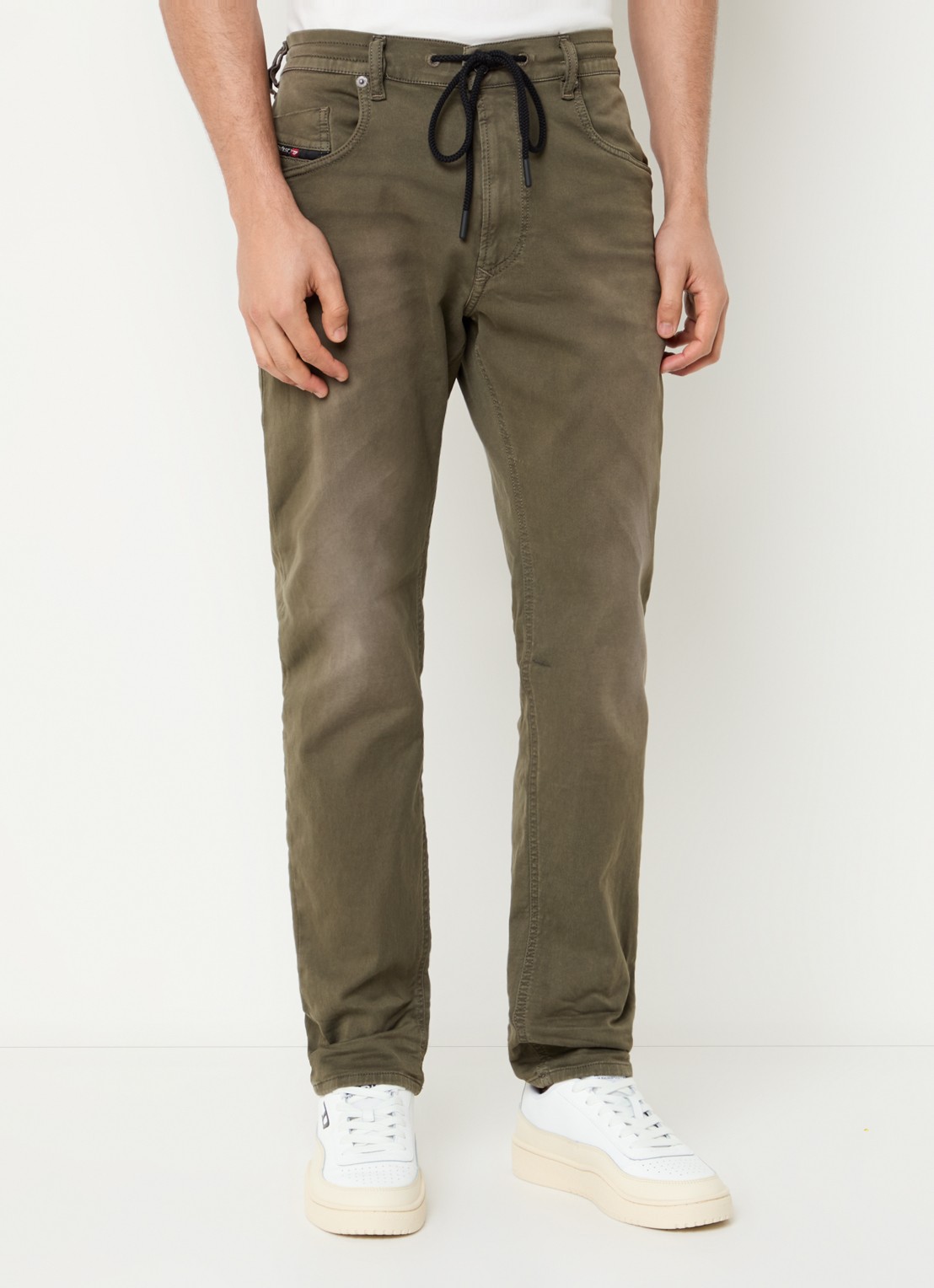 Diesel D-Krooley straight leg jeans met gekleurde wassing - detail 2 legergroen