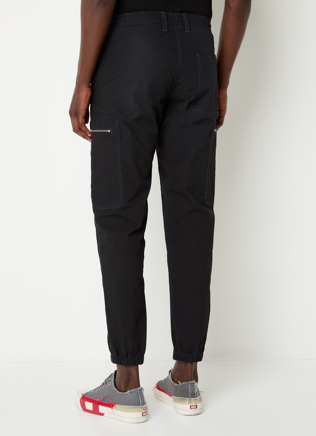 Diesel D-Lab tapered fit cargobroek met opgestikte zakken - achterkant 5 zwart