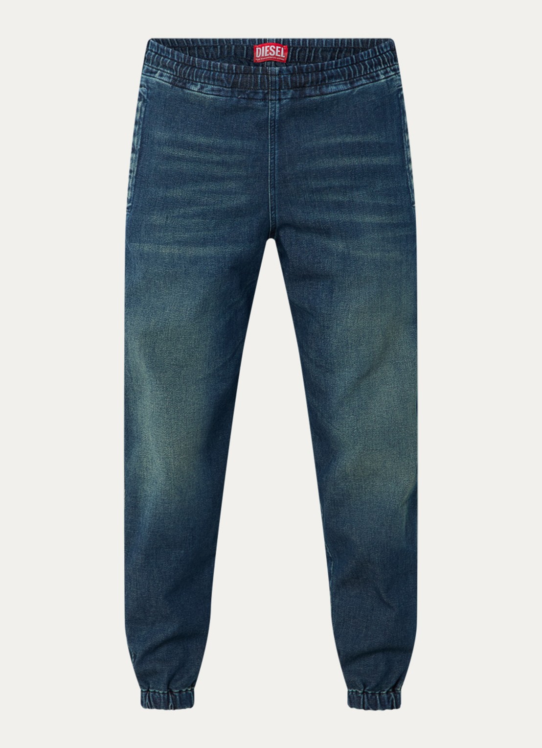 Diesel D-Labb-S tapered fit joggingbroek van denim met steekzakken - voorkant 4 indigo