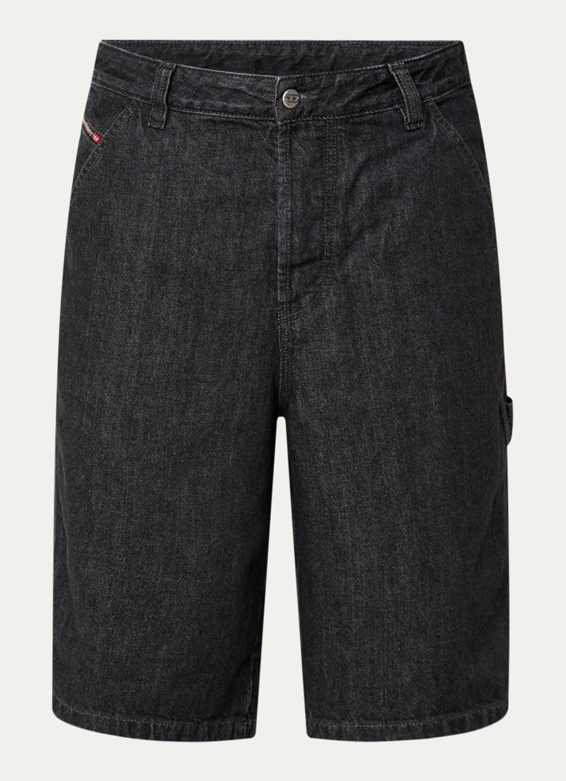 Diesel D-Livery loose fit korte broek van denim met gekleurde wassing - voorkant 2 zwart