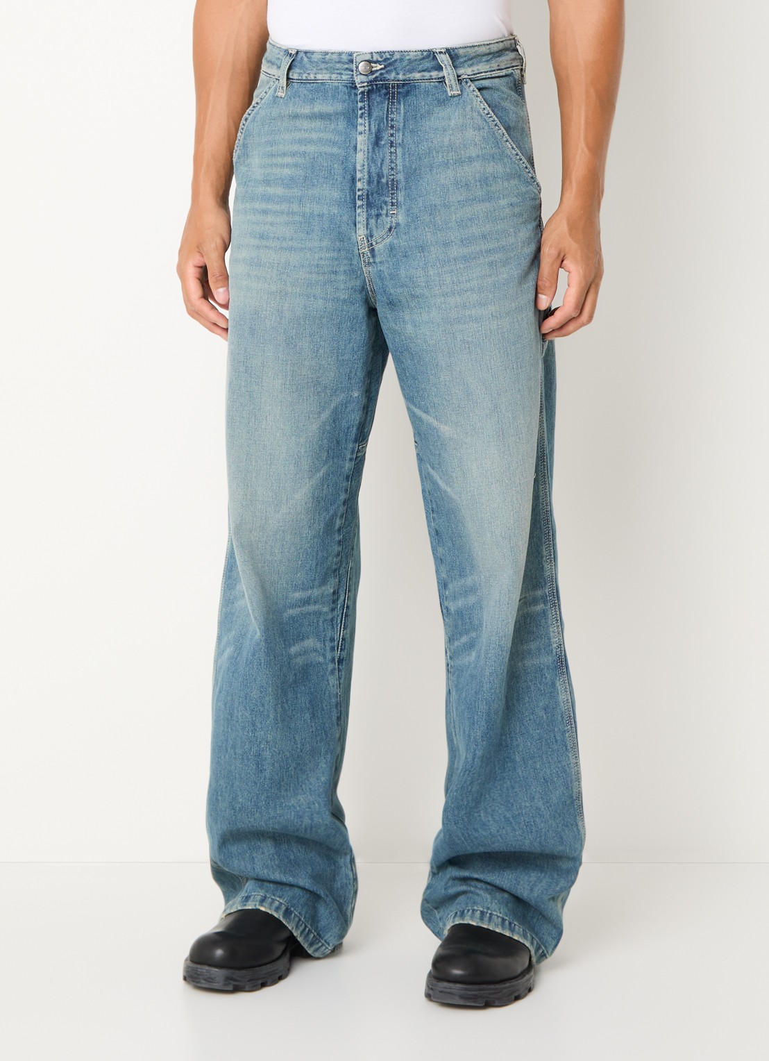 Diesel D-Livery-W loose fit jeans met medium wassing - detail 2 indigo