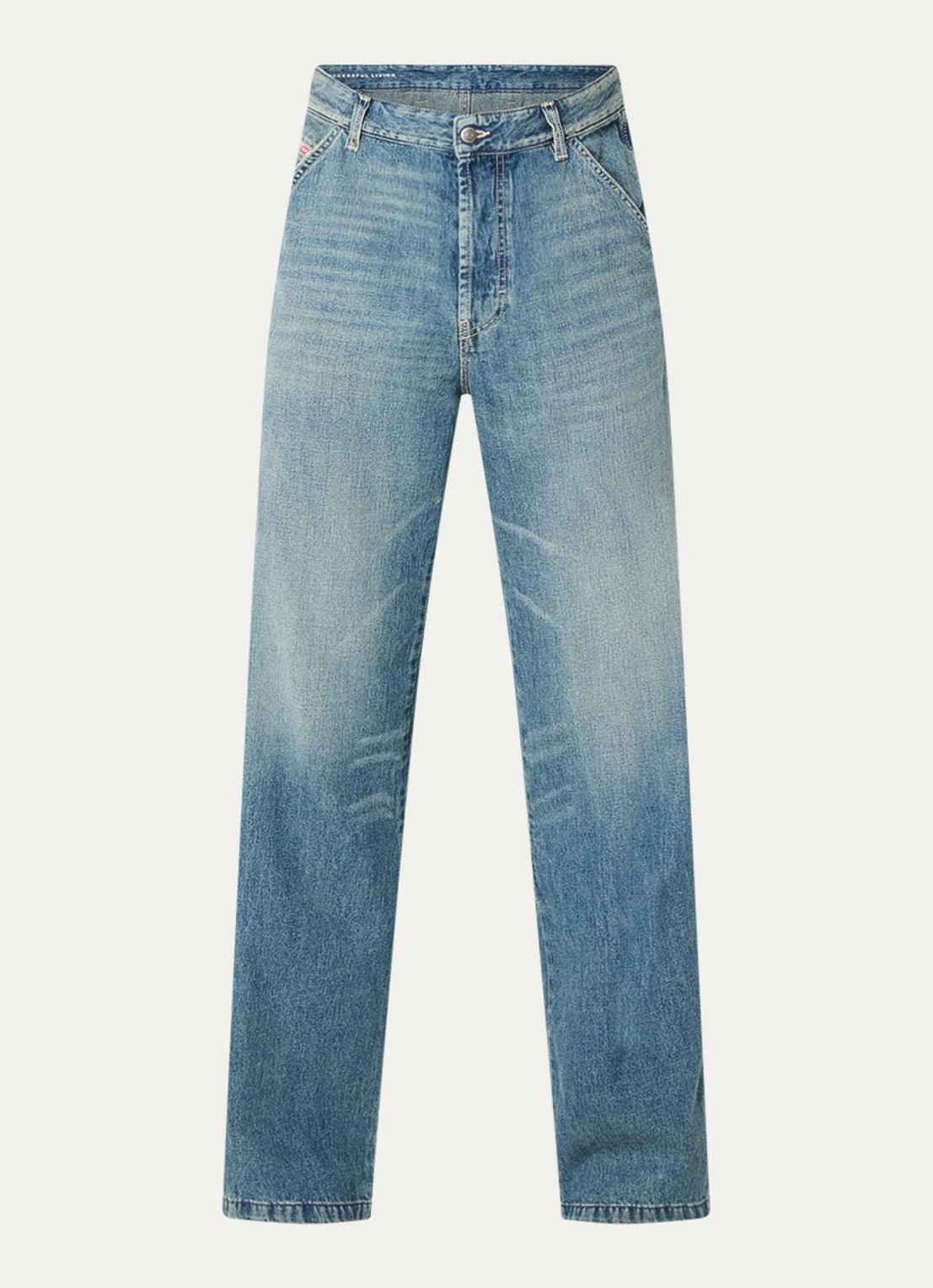 Diesel D-Livery-W loose fit jeans met medium wassing - voorkant 4 indigo