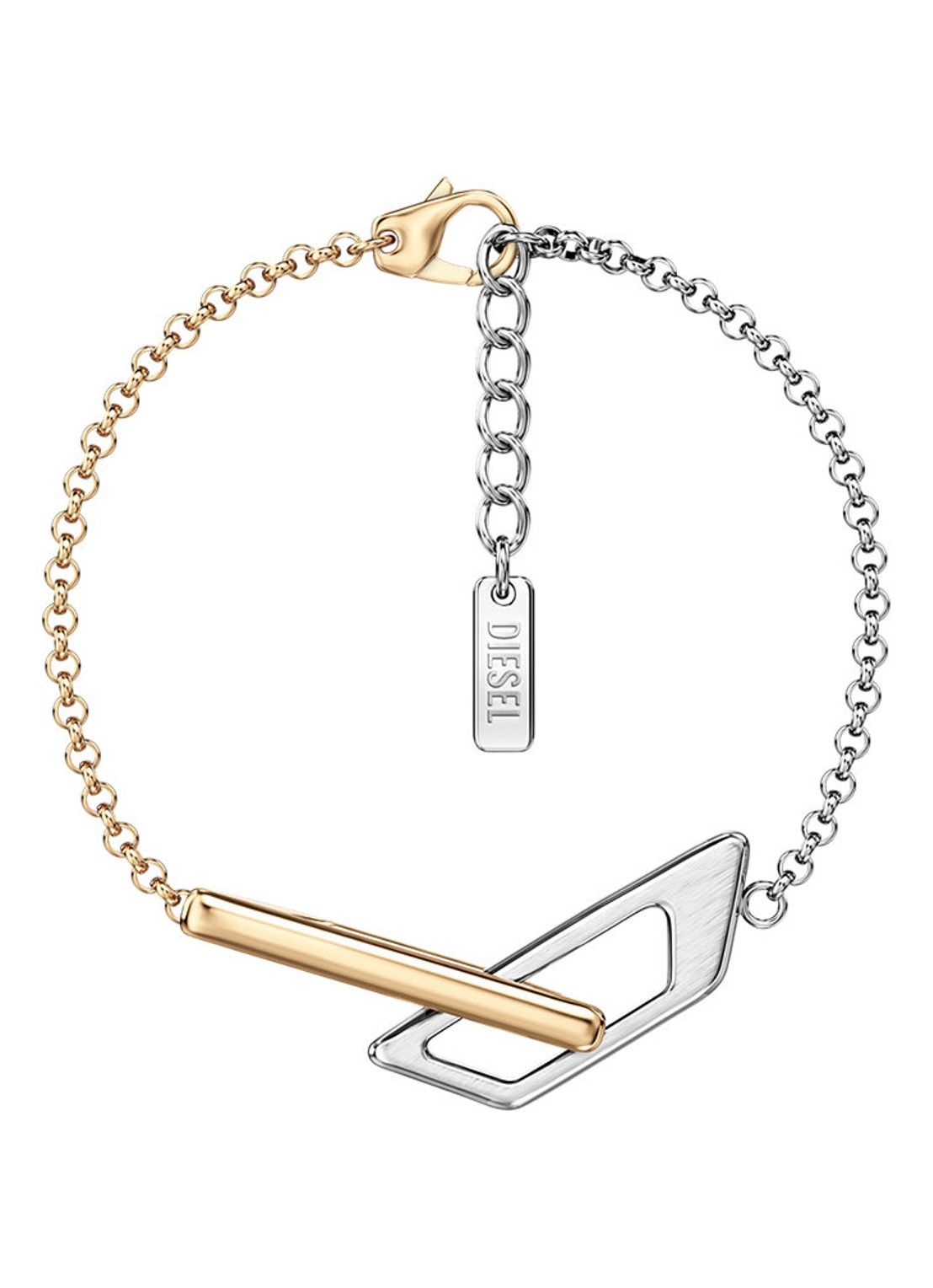 Diesel D Logo armband DX1686931 - voorkant zilver