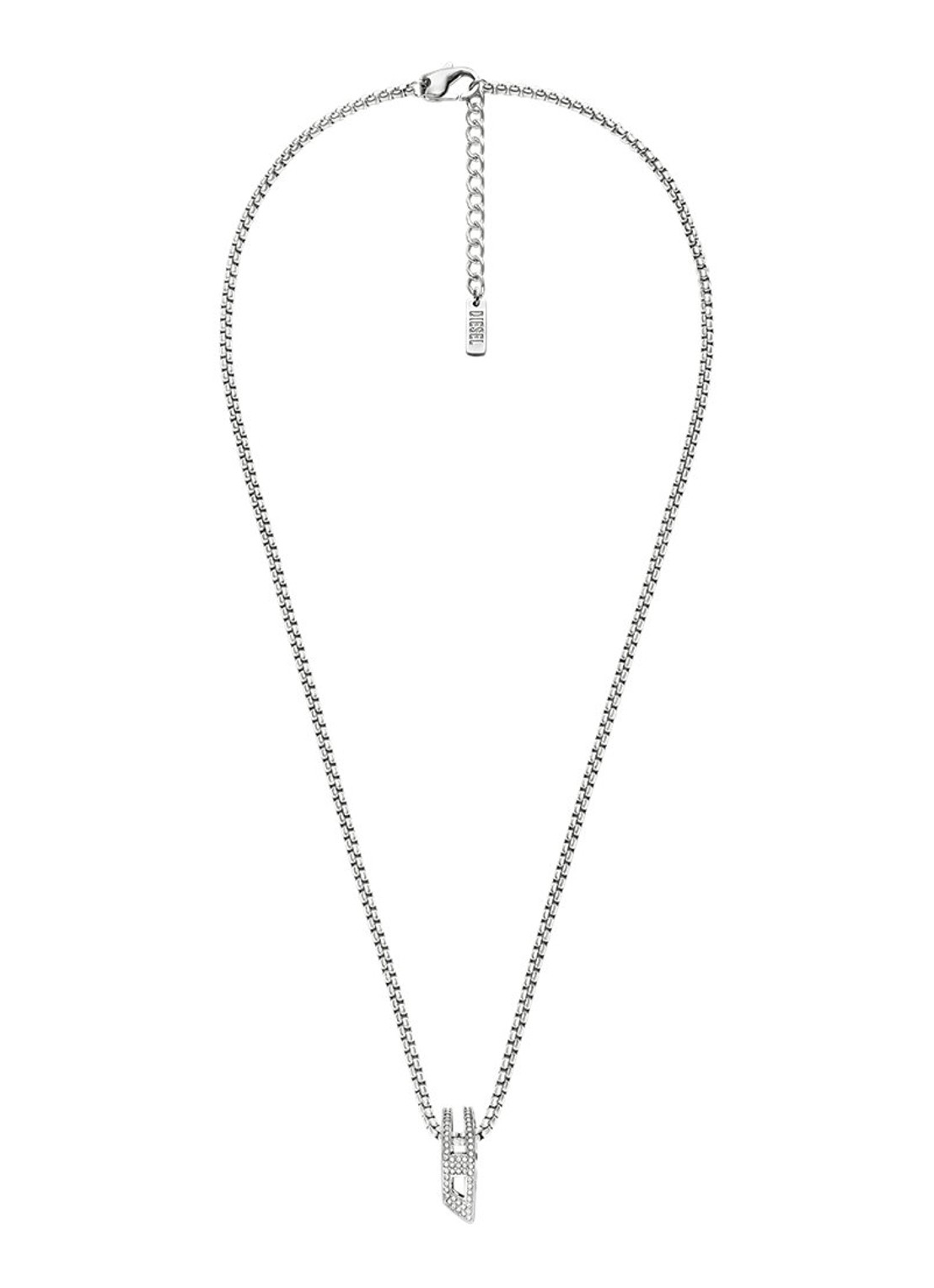 Diesel D Logo ketting DX1741040 - detail zilver