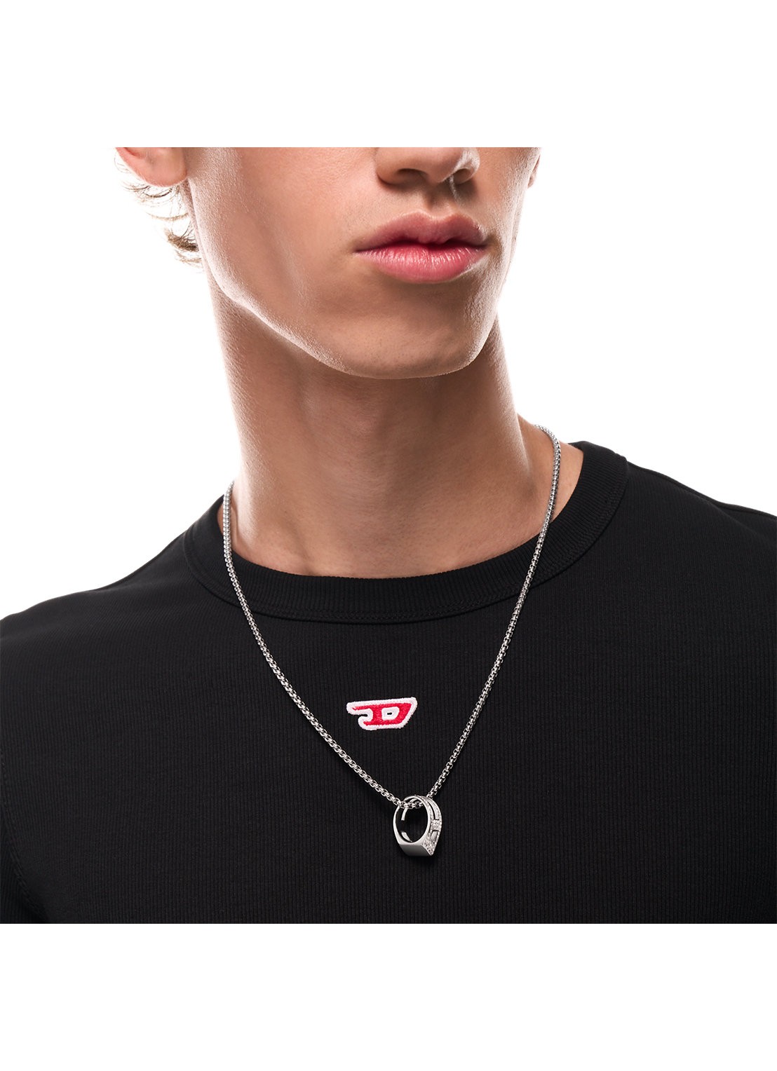 Diesel D Logo ketting DX1741040 - detail 4 zilver