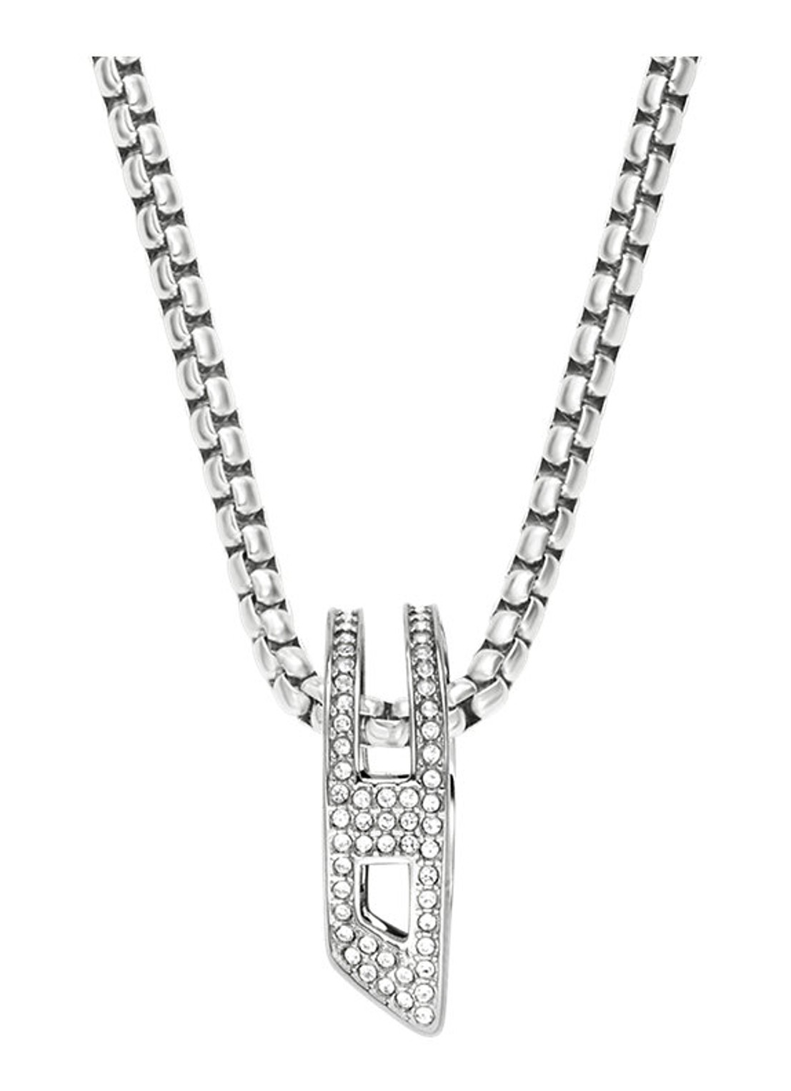 Diesel D Logo ketting DX1741040 - voorkant 5 zilver