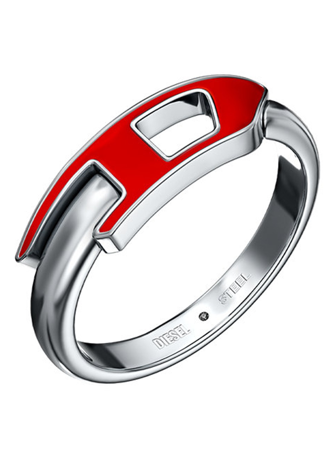Diesel D Logo ring DX1688040 - voorkant 5 zilver