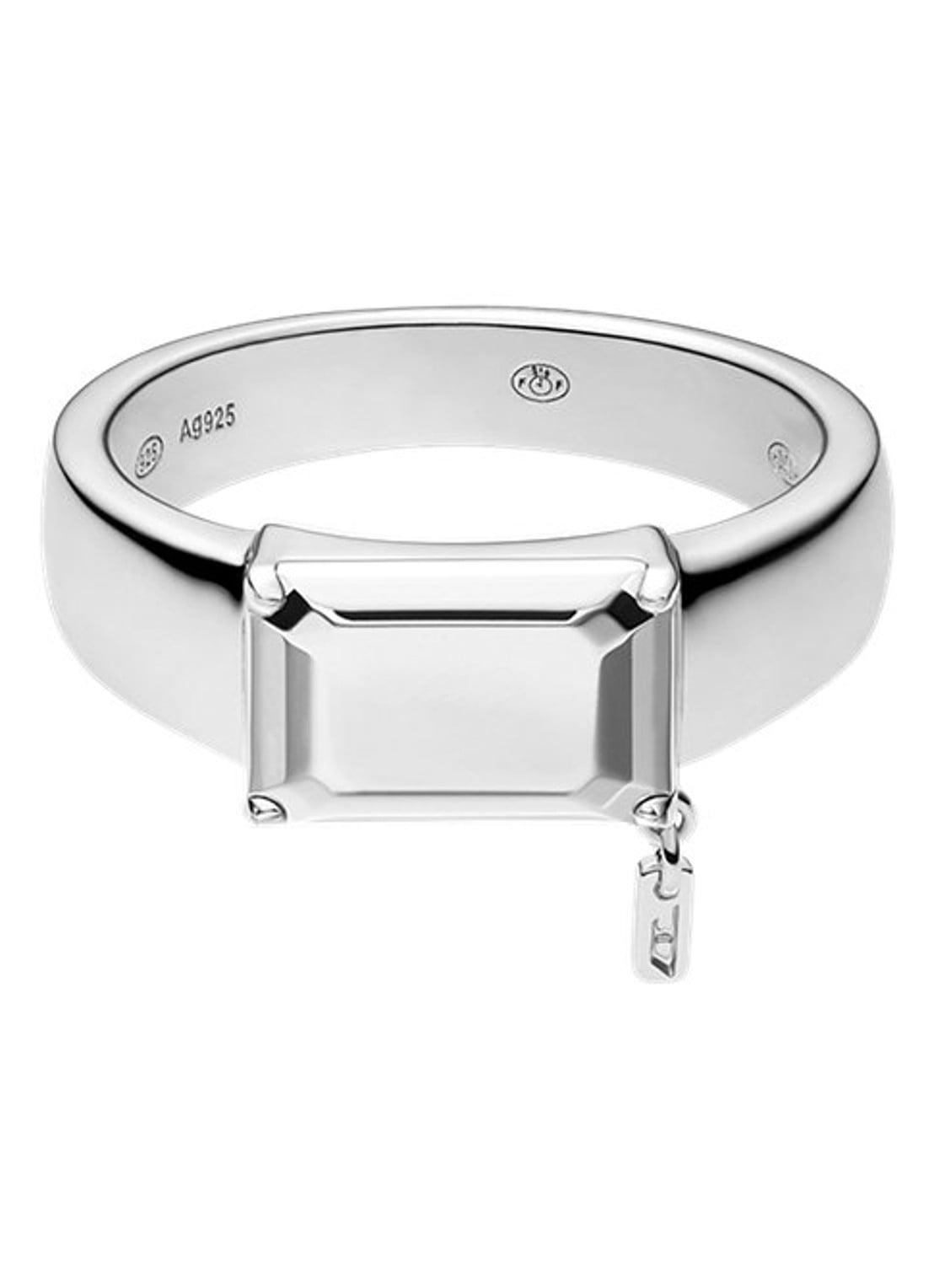 Diesel D Logo ring van zilver DL1365040 - detail zilver