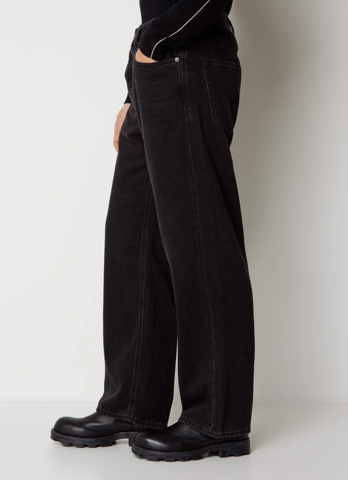 Diesel D-macro straight leg jeans met gekleurde wassing - detail 5 zwart