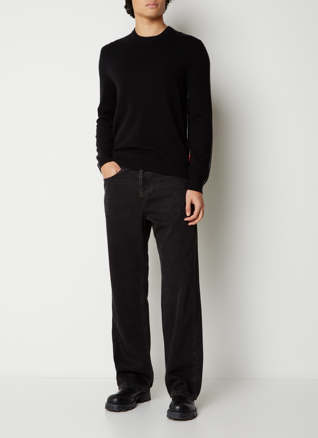 Diesel D-macro straight leg jeans met gekleurde wassing - voorkant 3 zwart