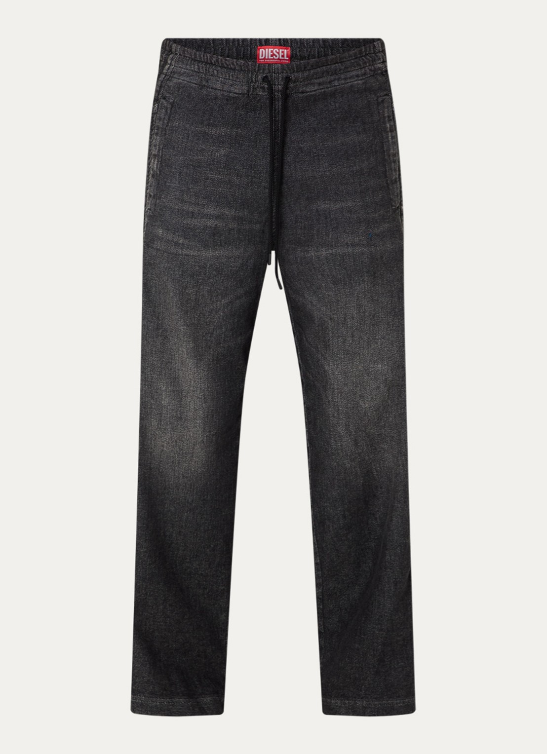 Diesel D-Martyans straight leg joggingbroek van denim met trekkoord - voorkant antraciet