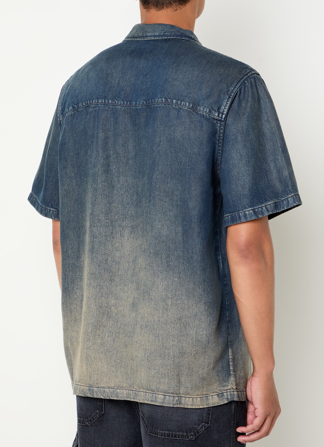 Diesel D-Nabil regular fit overhemd  met verwassen afwerking - achterkant 4 indigo