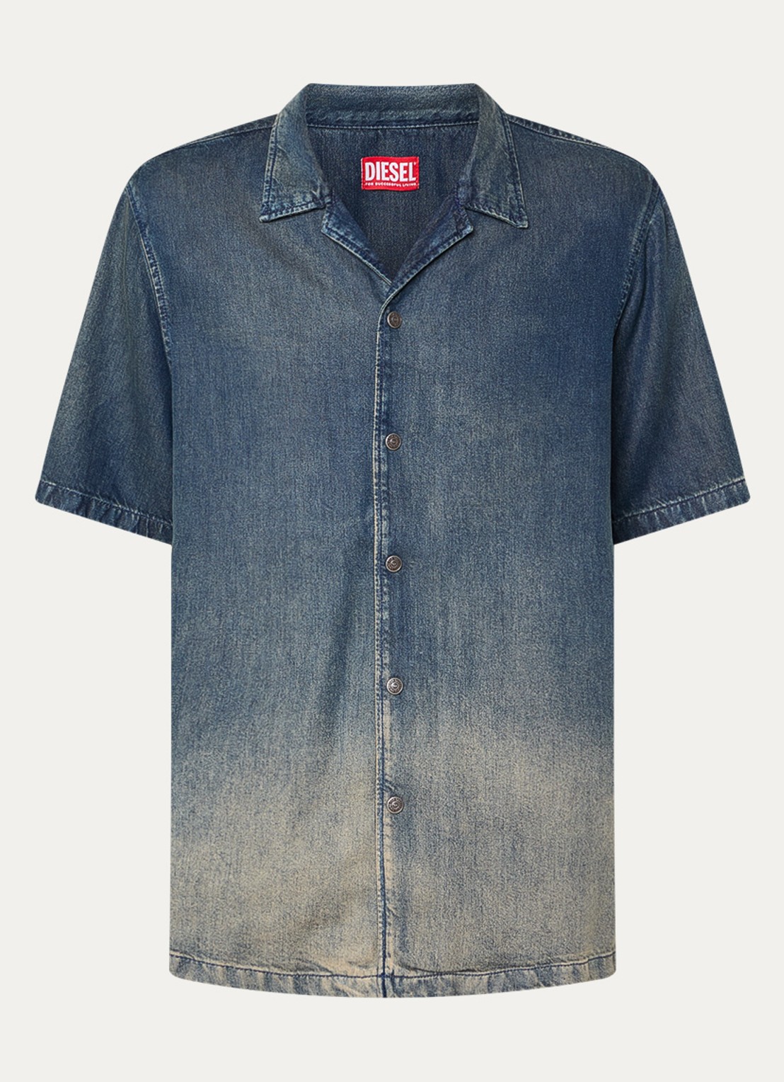 Diesel D-Nabil regular fit overhemd  met verwassen afwerking - voorkant 2 indigo