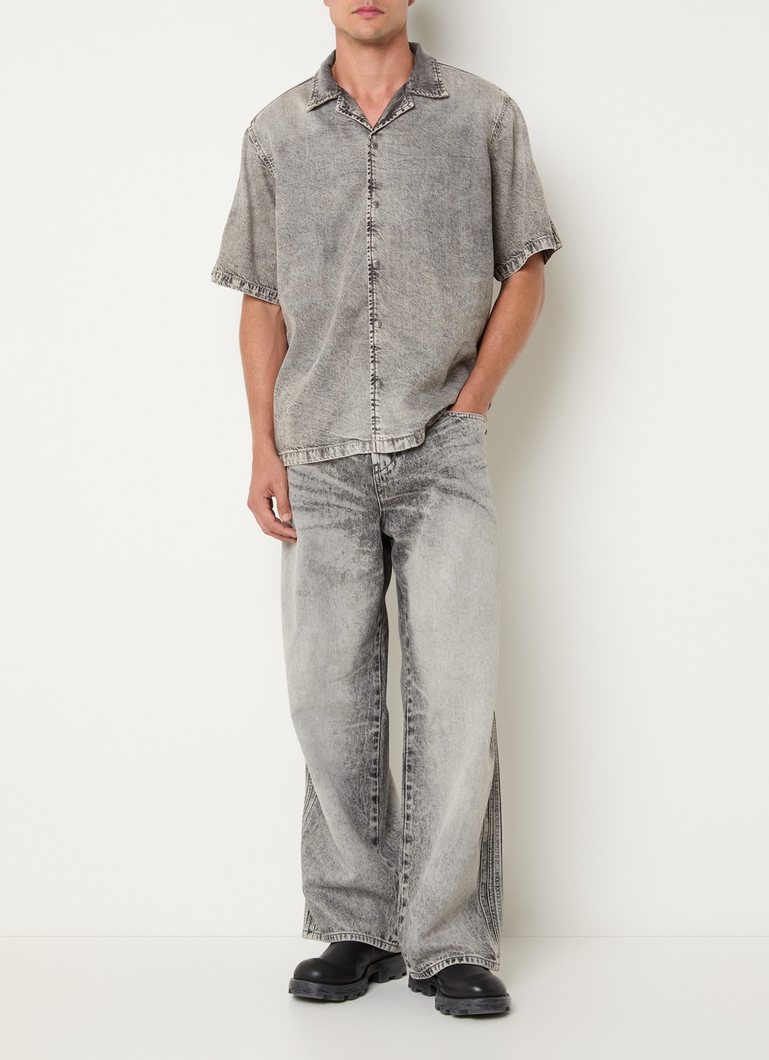 Diesel D-Nabil regular fit overhemd  - voorkant 2 grijs