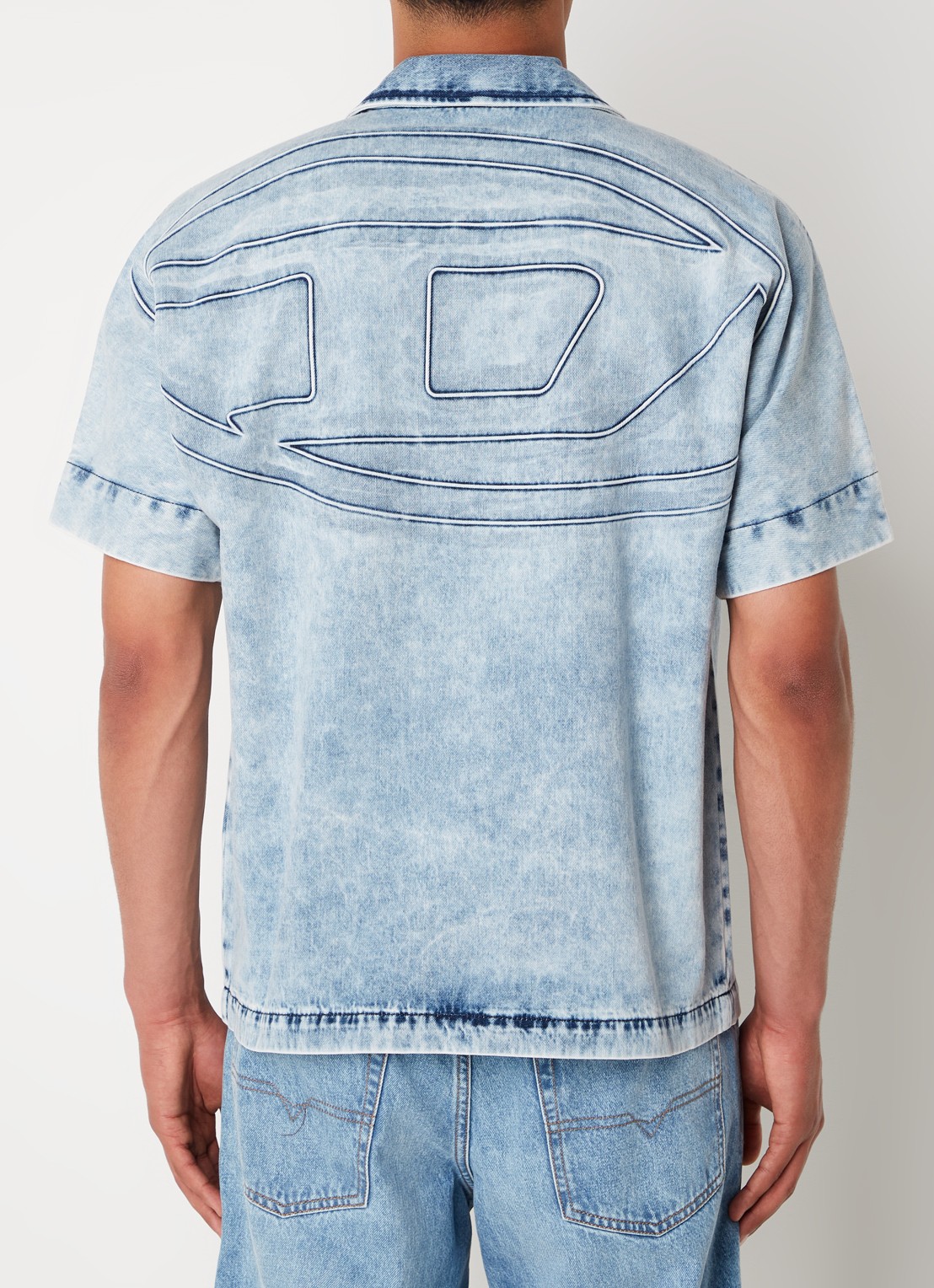 Diesel D-Nabil-S overhemd van denim met backprint - detail 3 lichtblauw