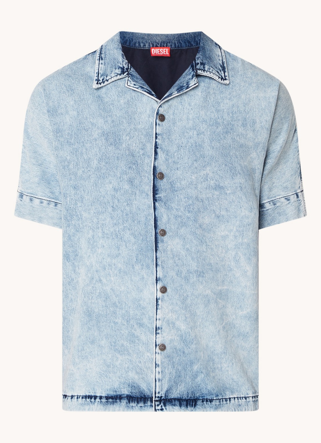 Diesel D-Nabil-S overhemd van denim met backprint - voorkant lichtblauw