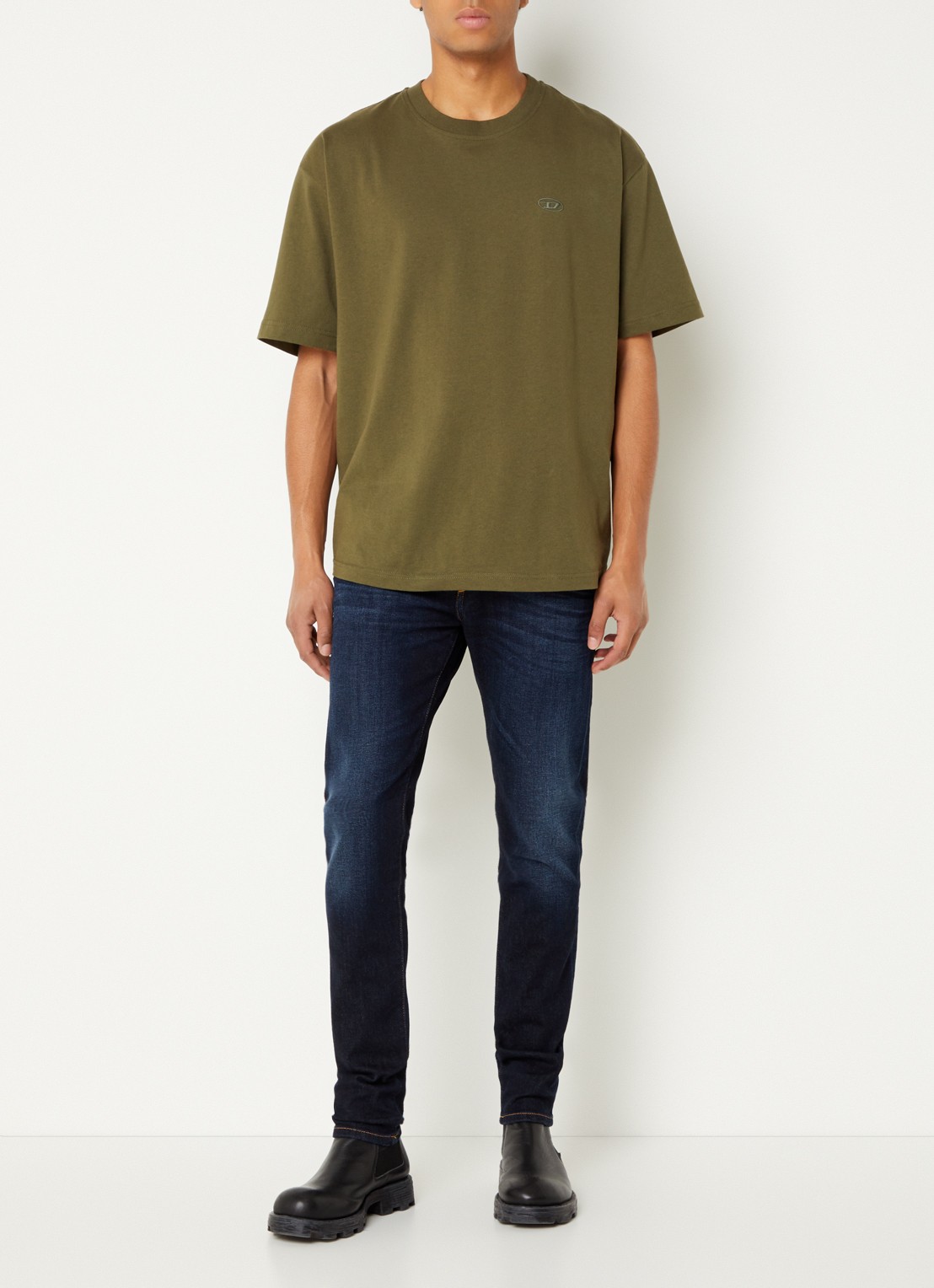 Diesel D-Strukt slim fit jeans met donkere wassing  - voorkant 4 indigo
