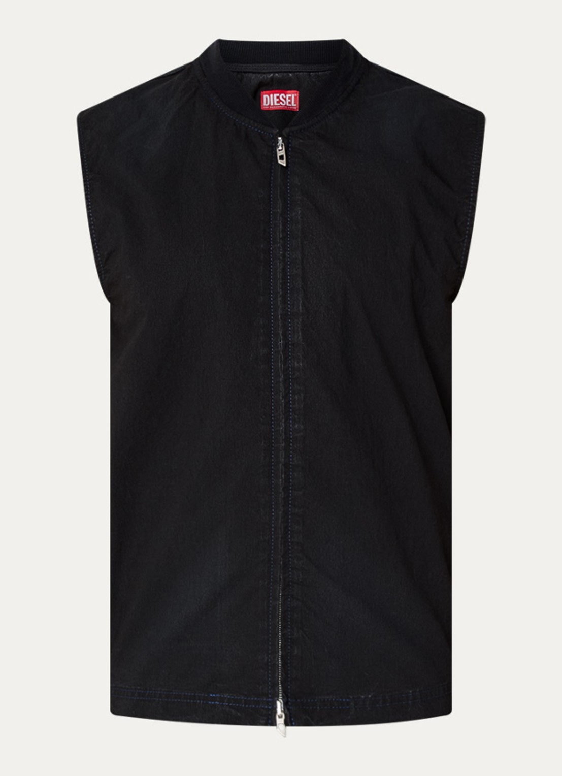Diesel D-Sund-D-N Jogg bodywarmer met opstaande kraag - voorkant 3 zwart