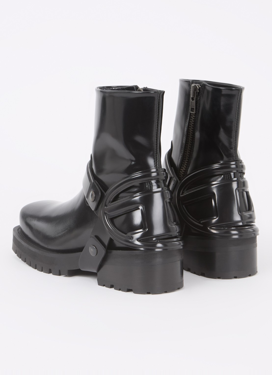 Diesel D-Texan-Harness enkelboot van leer - achterkant zwart