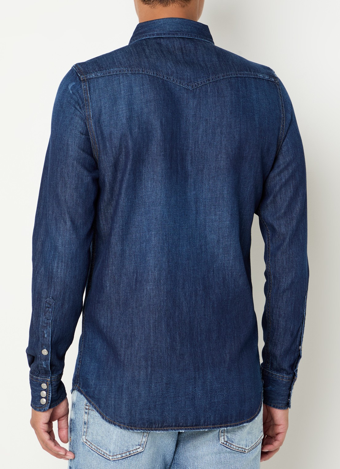 Diesel D-Vega regular fit overhemd van denim - achterkant 3 indigo