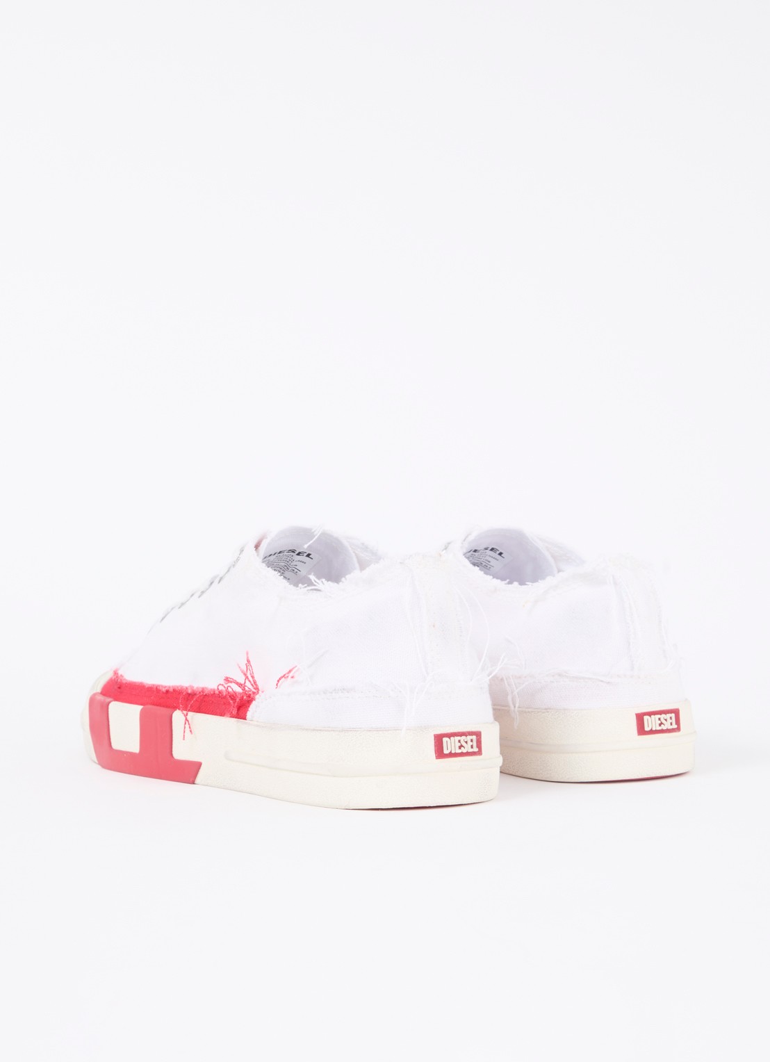 Diesel D-verse Low sneaker van canvas met destroyed afwerking - achterkant 4 wit