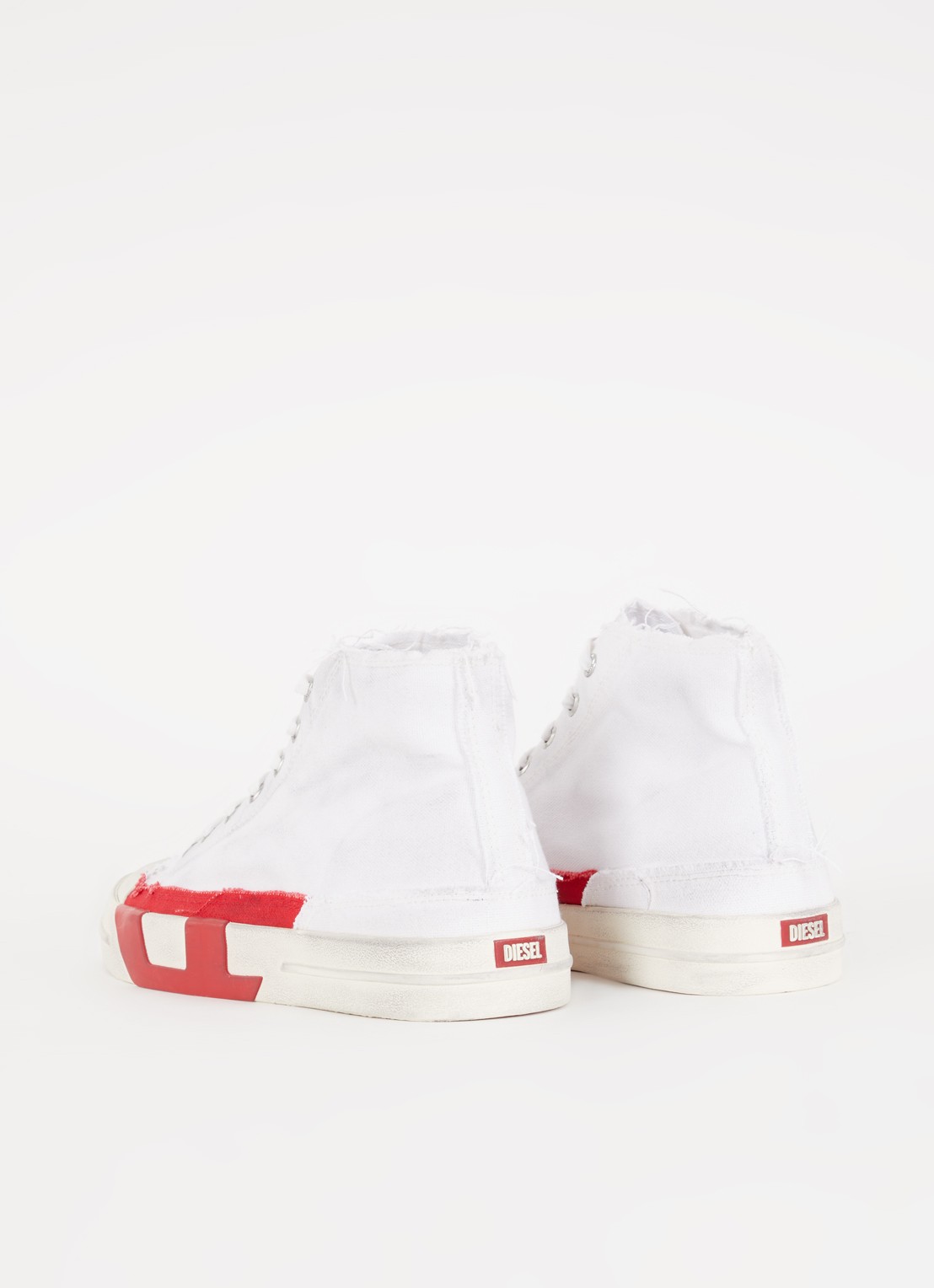 Diesel D-verse Mid sneaker van canvas met destroyed afwerking - achterkant 6 wit
