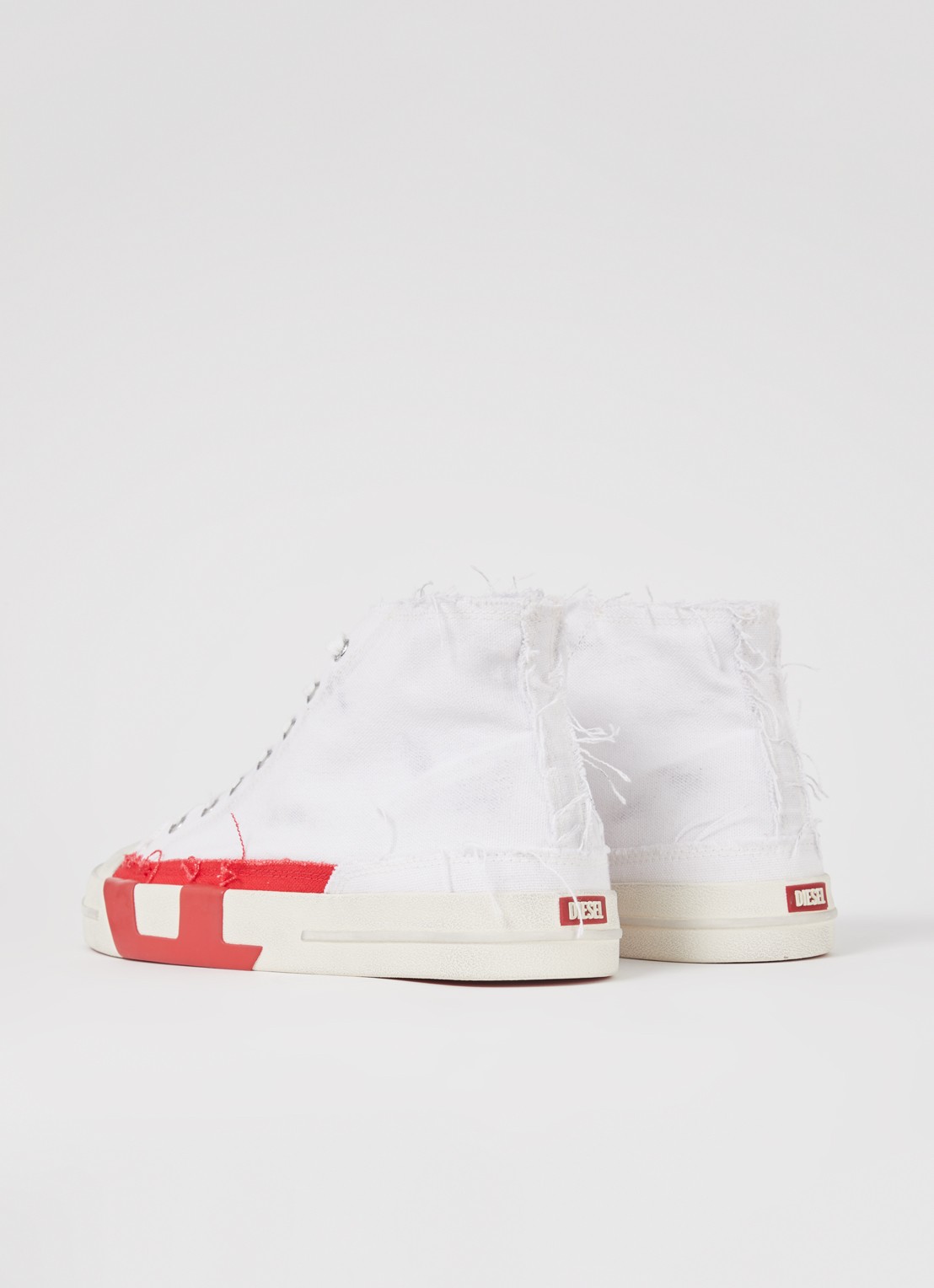 Diesel D-verse Mid sneaker van canvas met destroyed afwerking - achterkant 7 wit