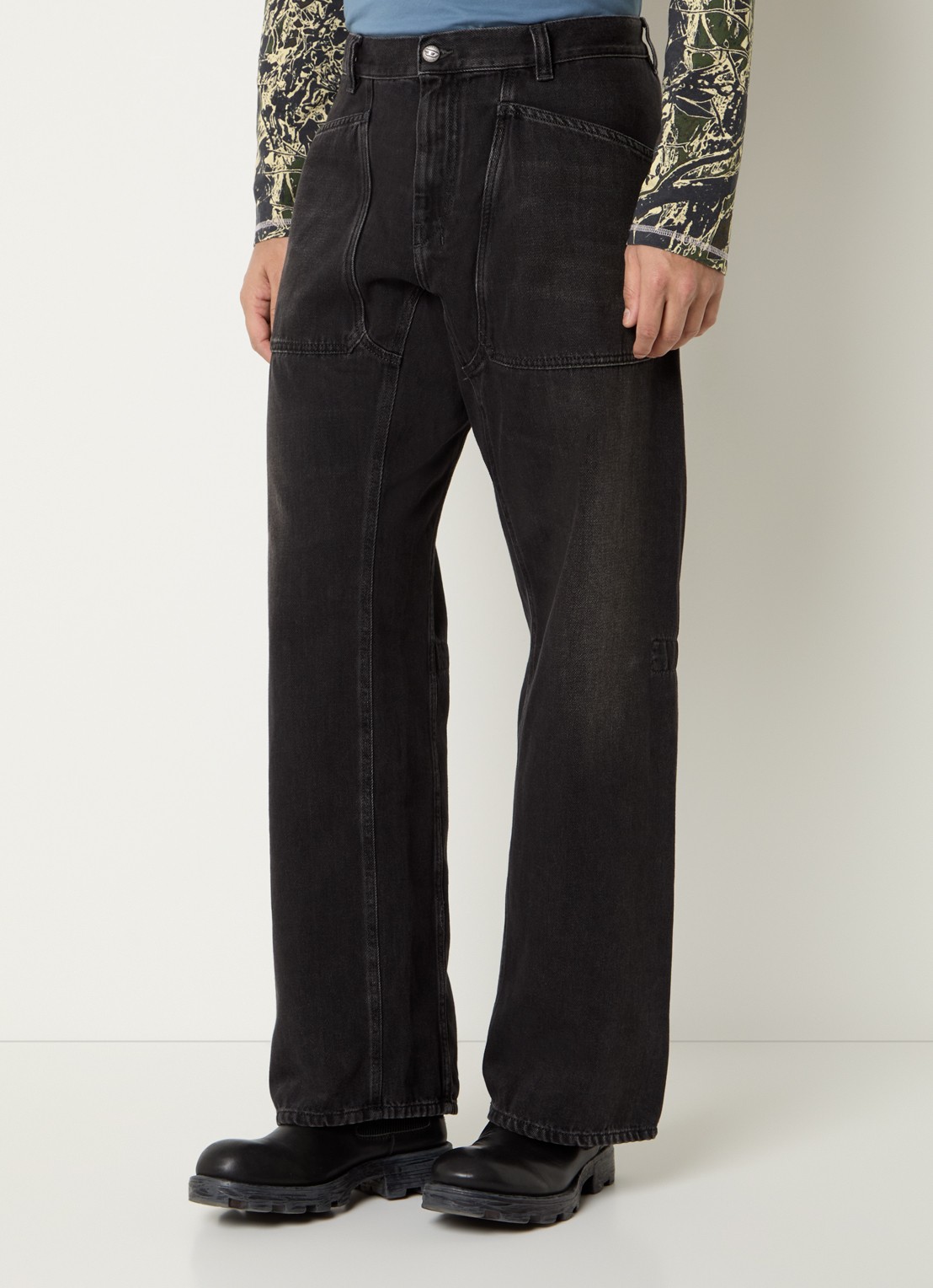 Diesel D-Zeta loose fit jeans met gekleurde wassing en opgestikte zakken - detail 3 antraciet