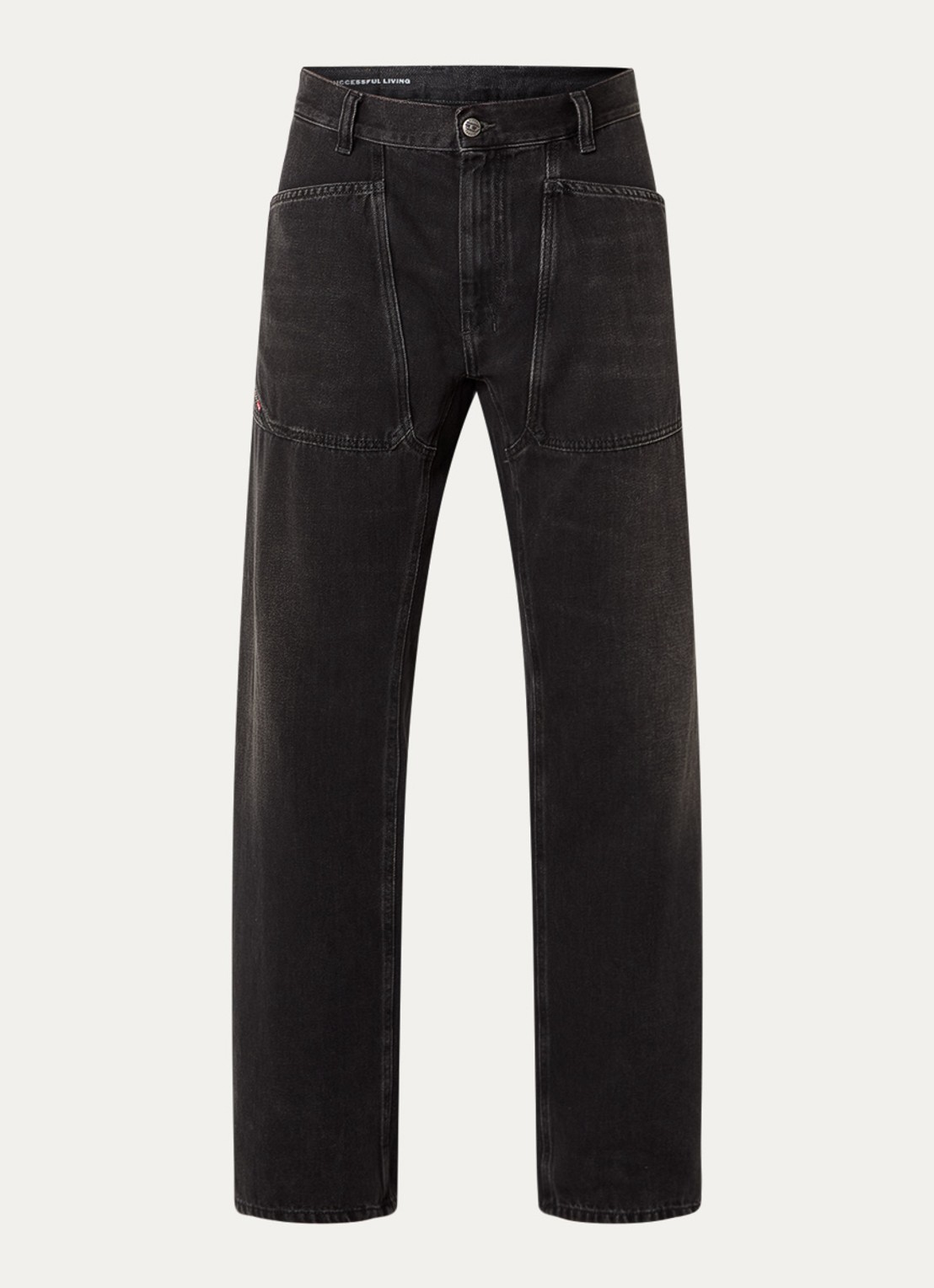 Diesel D-Zeta loose fit jeans met gekleurde wassing en opgestikte zakken - voorkant antraciet