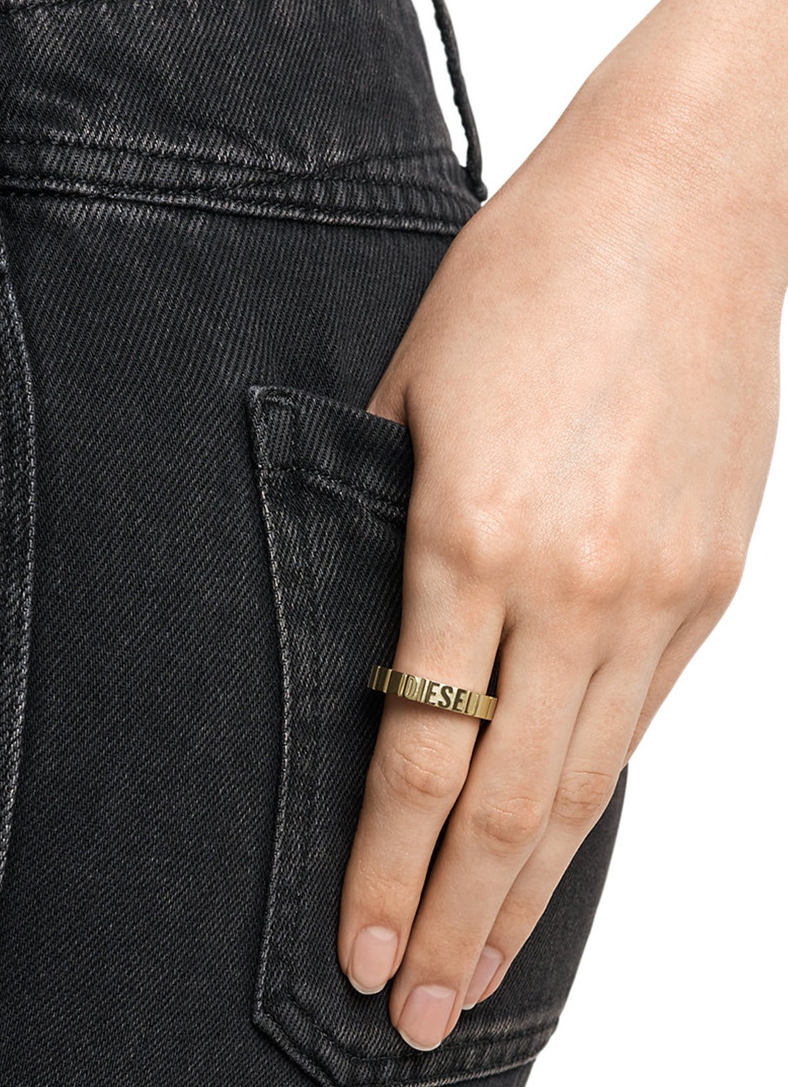 Diesel Diesel Font ring DX1613710 - voorkant 2 goud