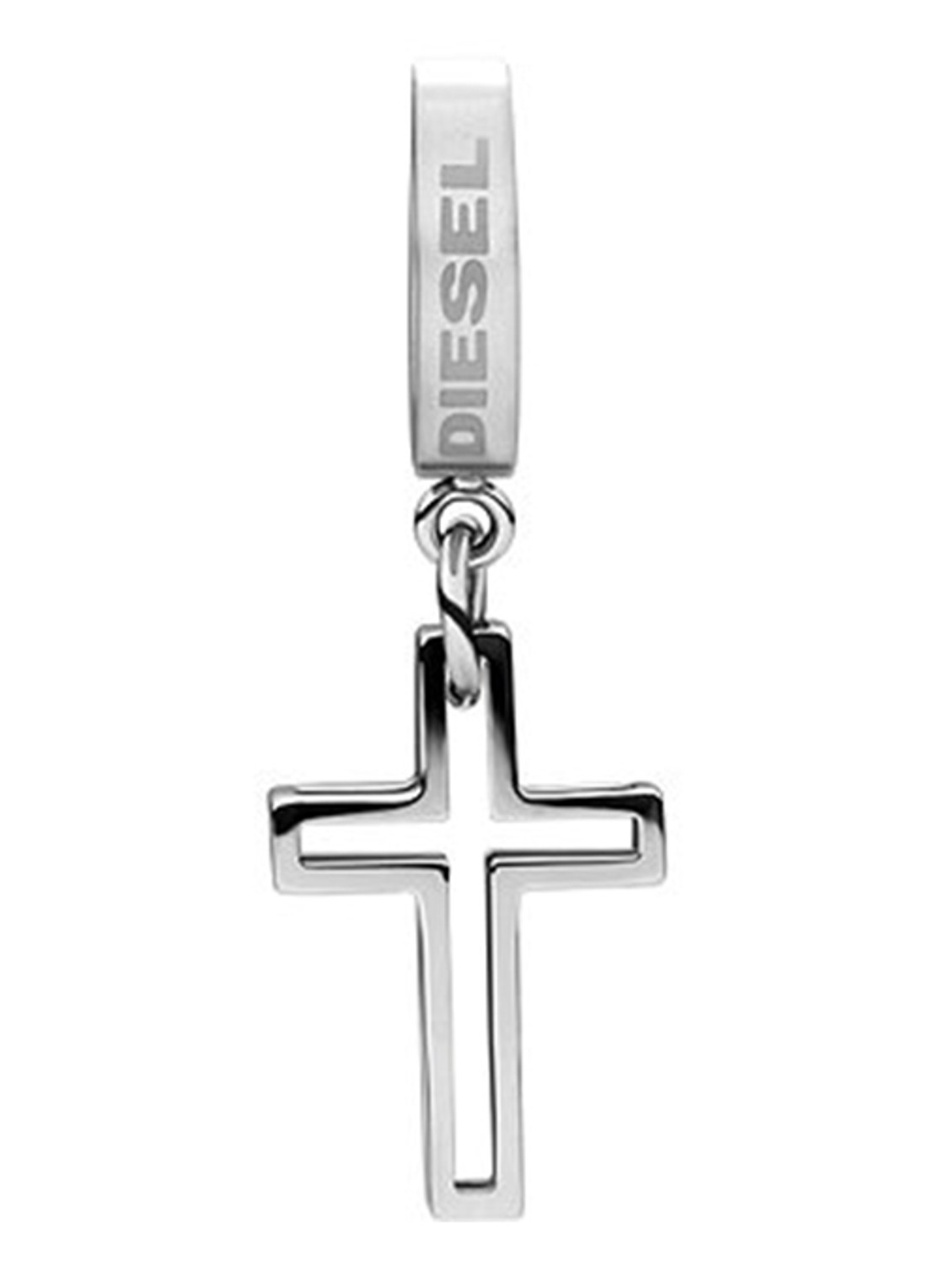 Diesel Enkele oorring met hanger DX1333040 - voorkant zilver