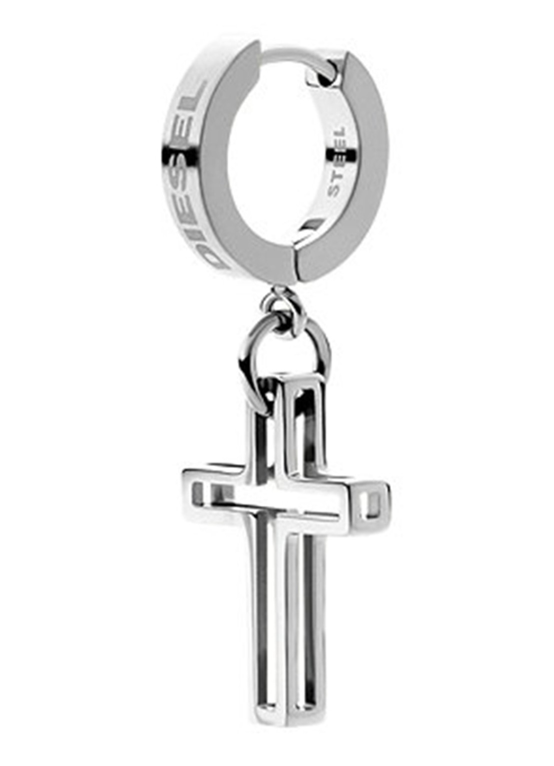 Diesel Enkele oorring met hanger DX1333040 - voorkant 2 zilver